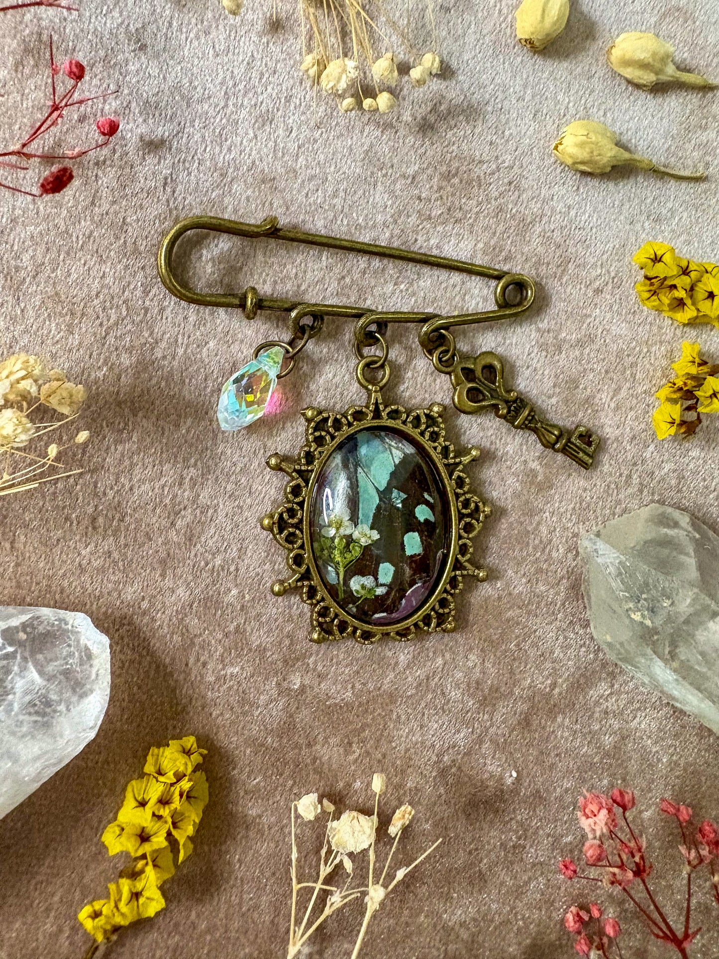 Common Jay Butterfly Brooch (small brass)