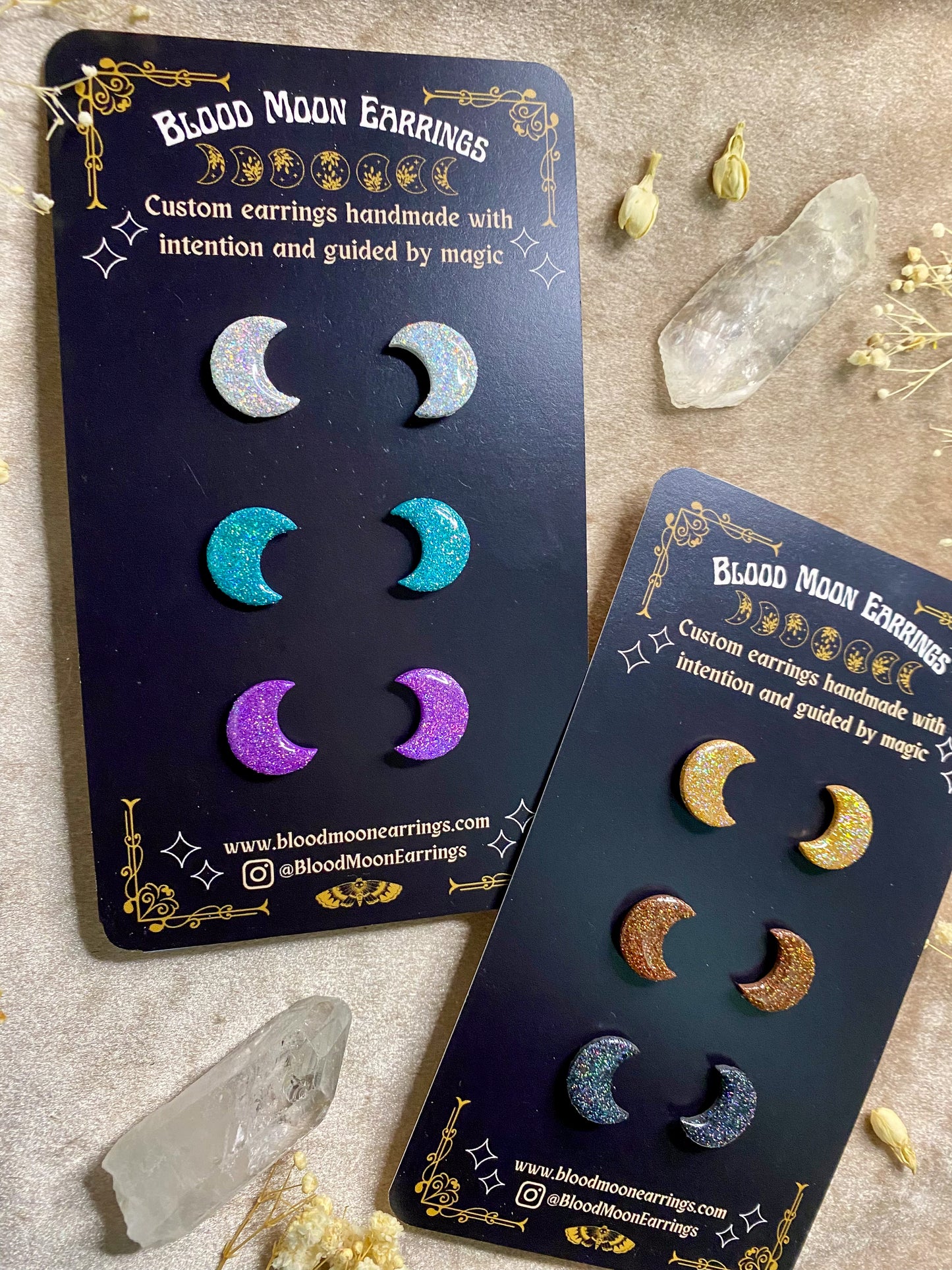 Triple Moon (Holo Glitter) Stud Pack