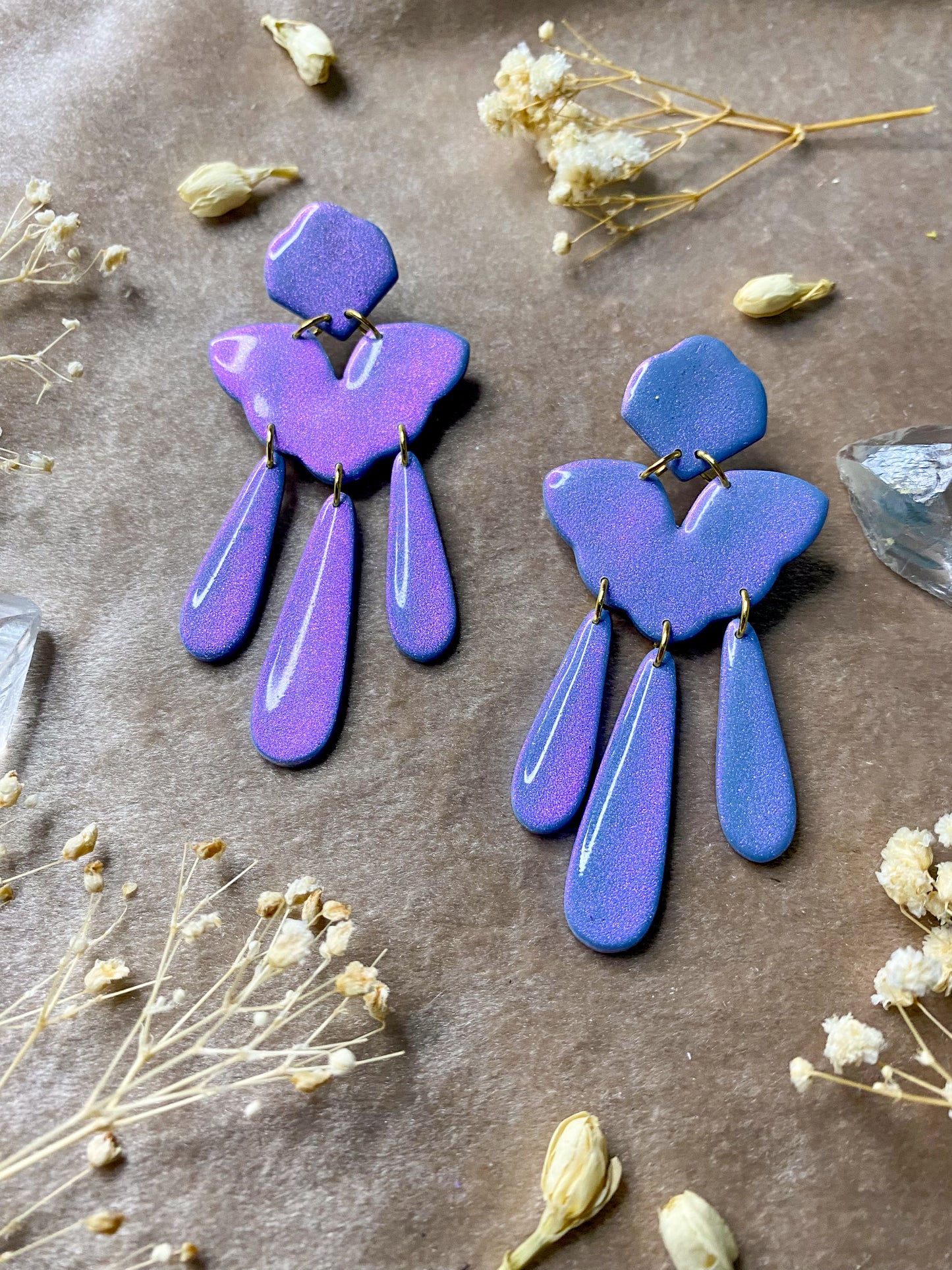 Chevron Statement Color Shift (Light Blue/Violet) Earrings