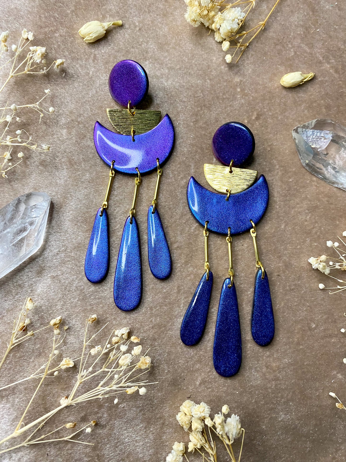 Moon Drop Color Shift (Blue/Purple) Earrings