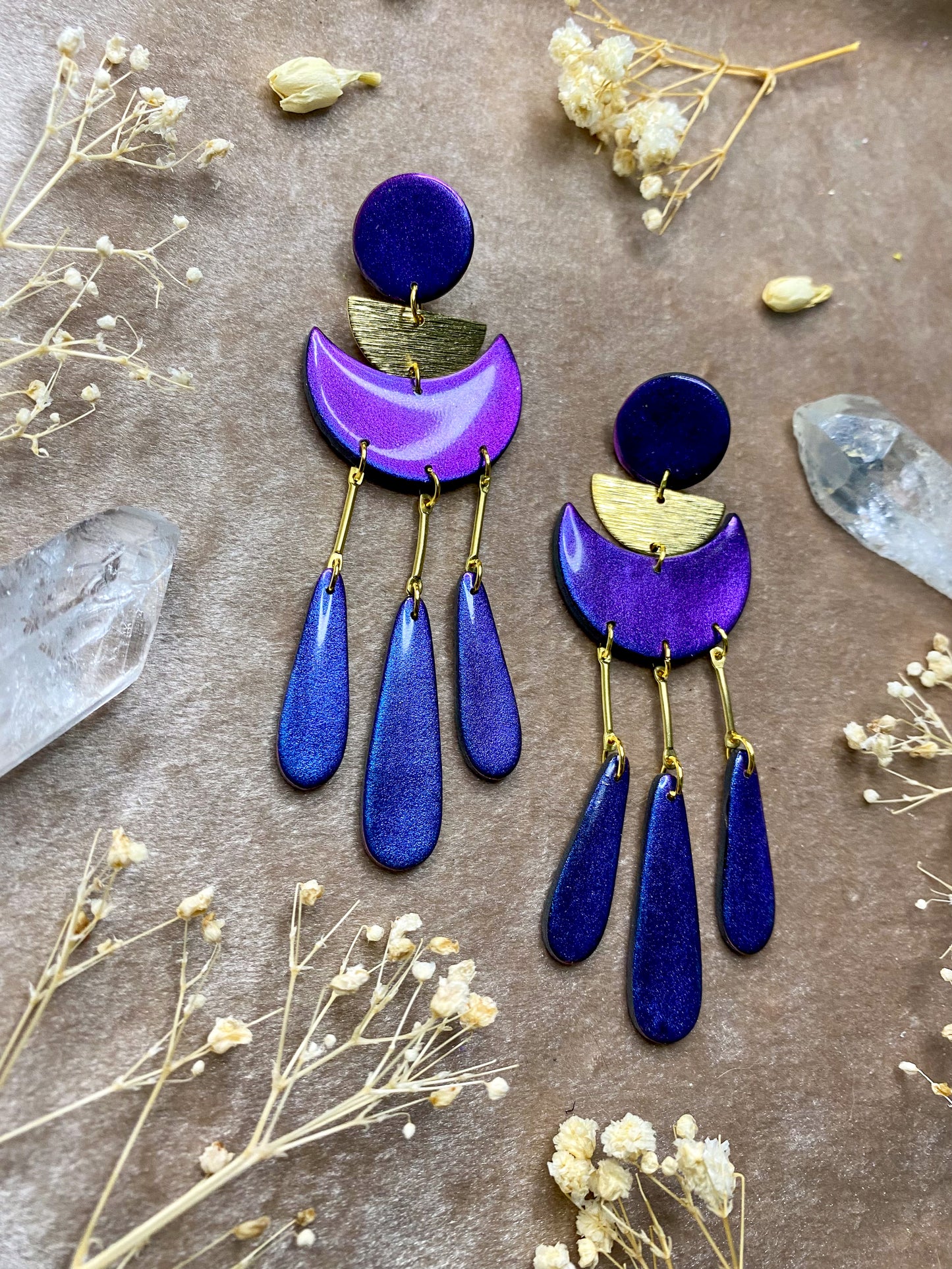 Moon Drop Color Shift (Blue/Purple) Earrings
