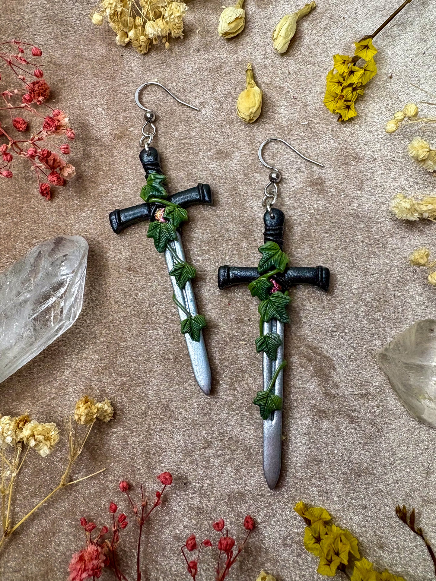 Silver Long Sword Earrings