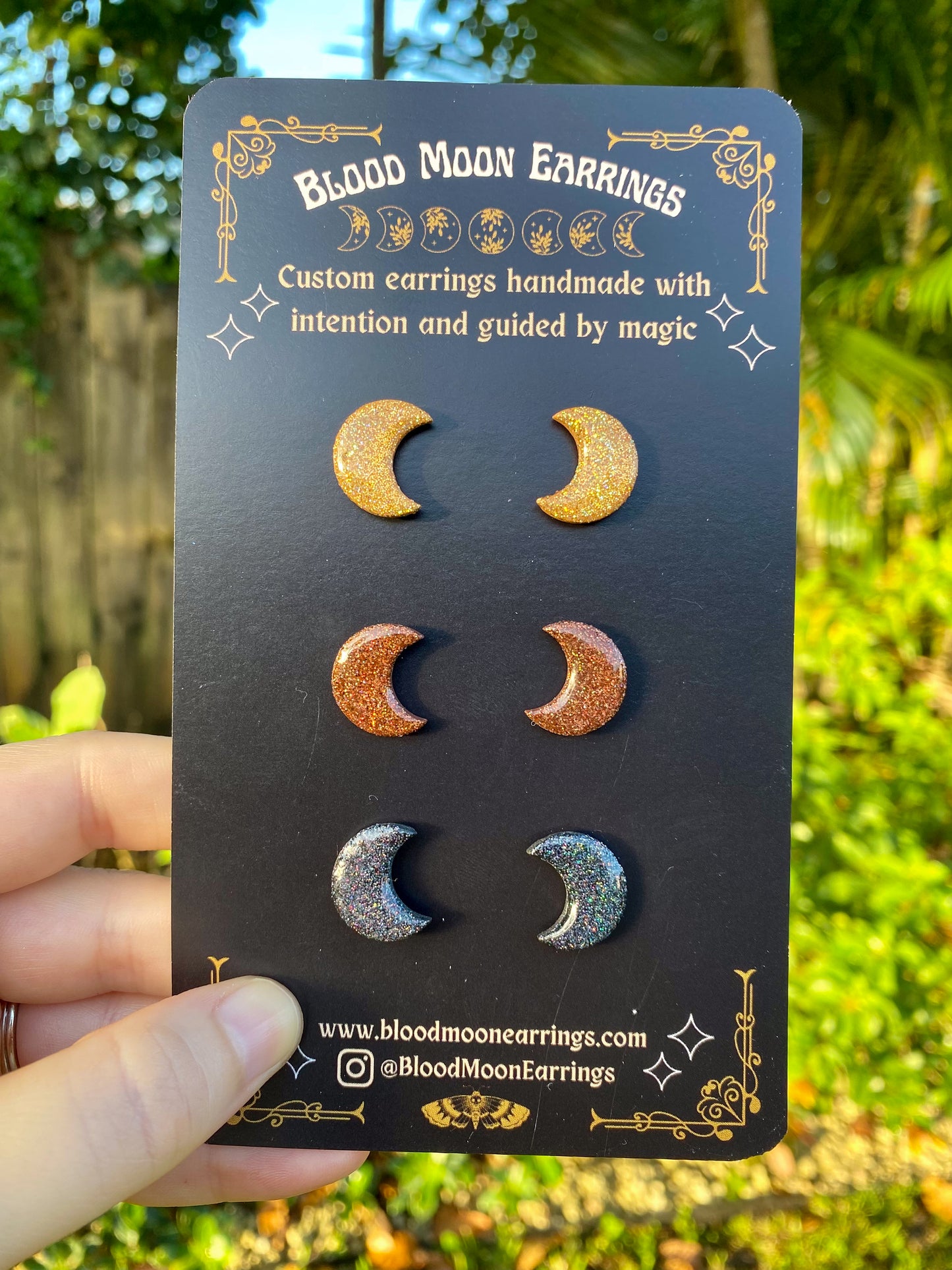 Triple Moon (Holo Glitter) Stud Pack