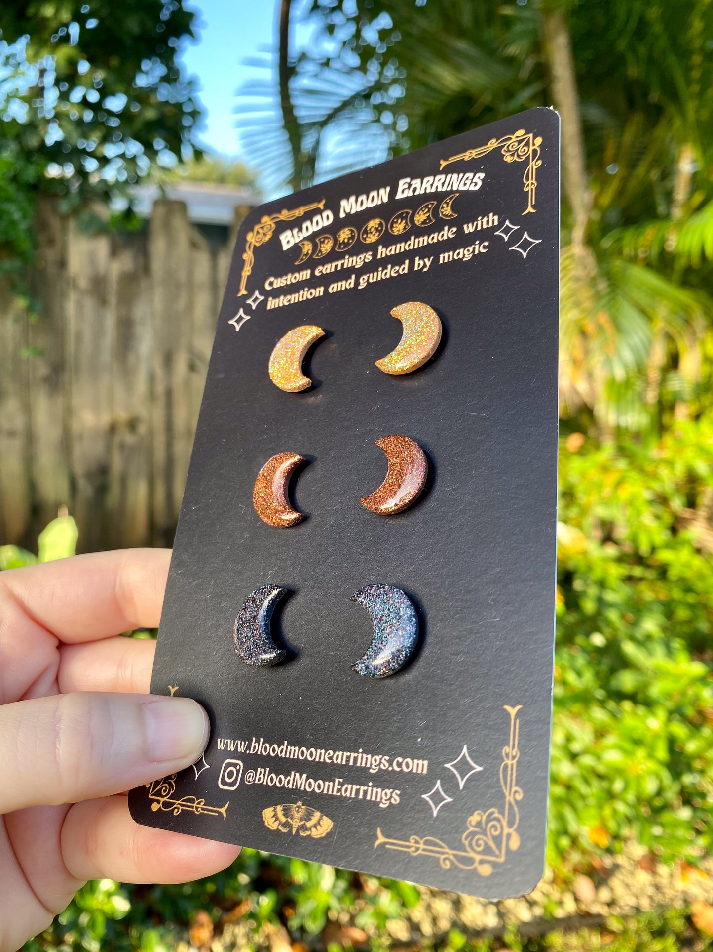 Triple Moon (Holo Glitter) Stud Pack