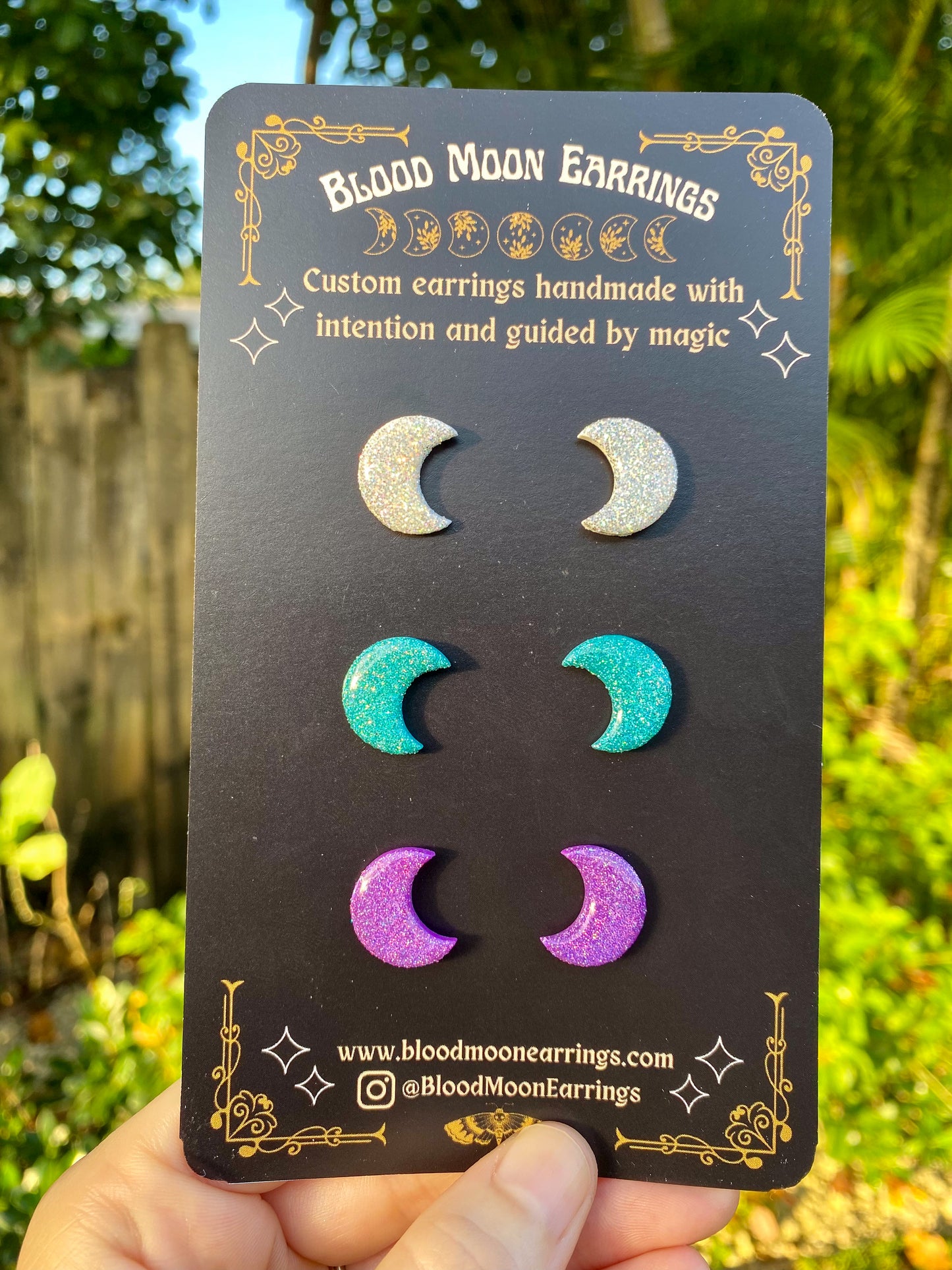 Triple Moon (Holo Glitter) Stud Pack