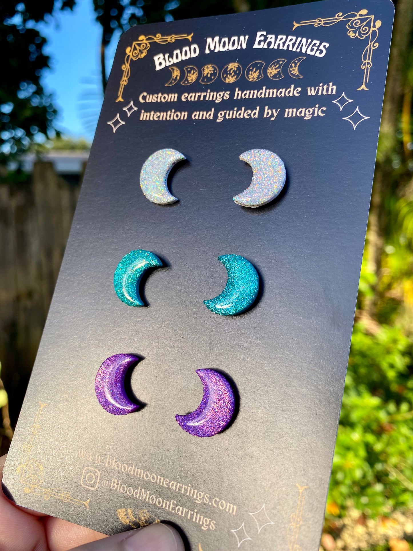Triple Moon (Holo Glitter) Stud Pack