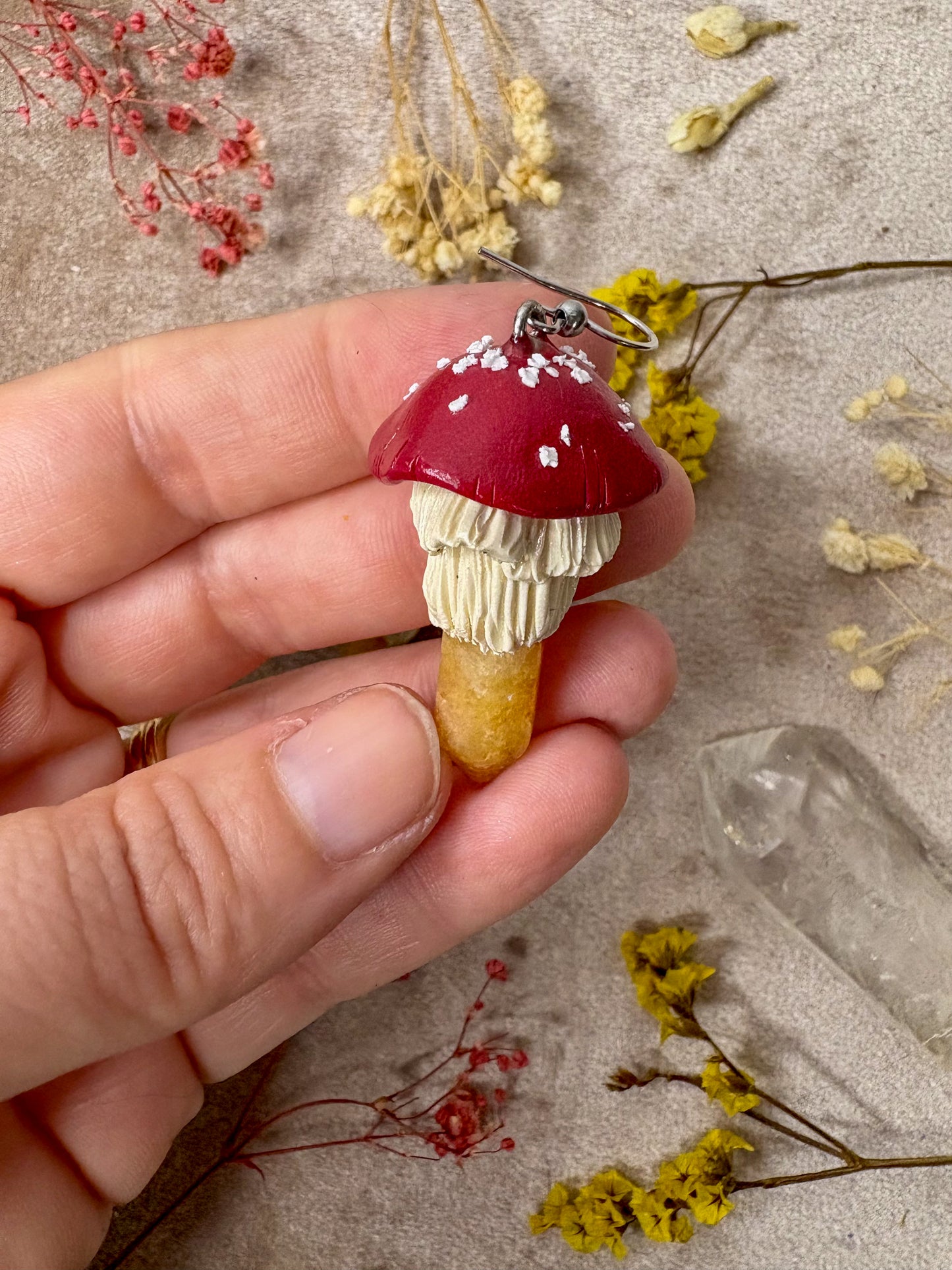 Yellow Aventurine Crystal Mushroom Earrings