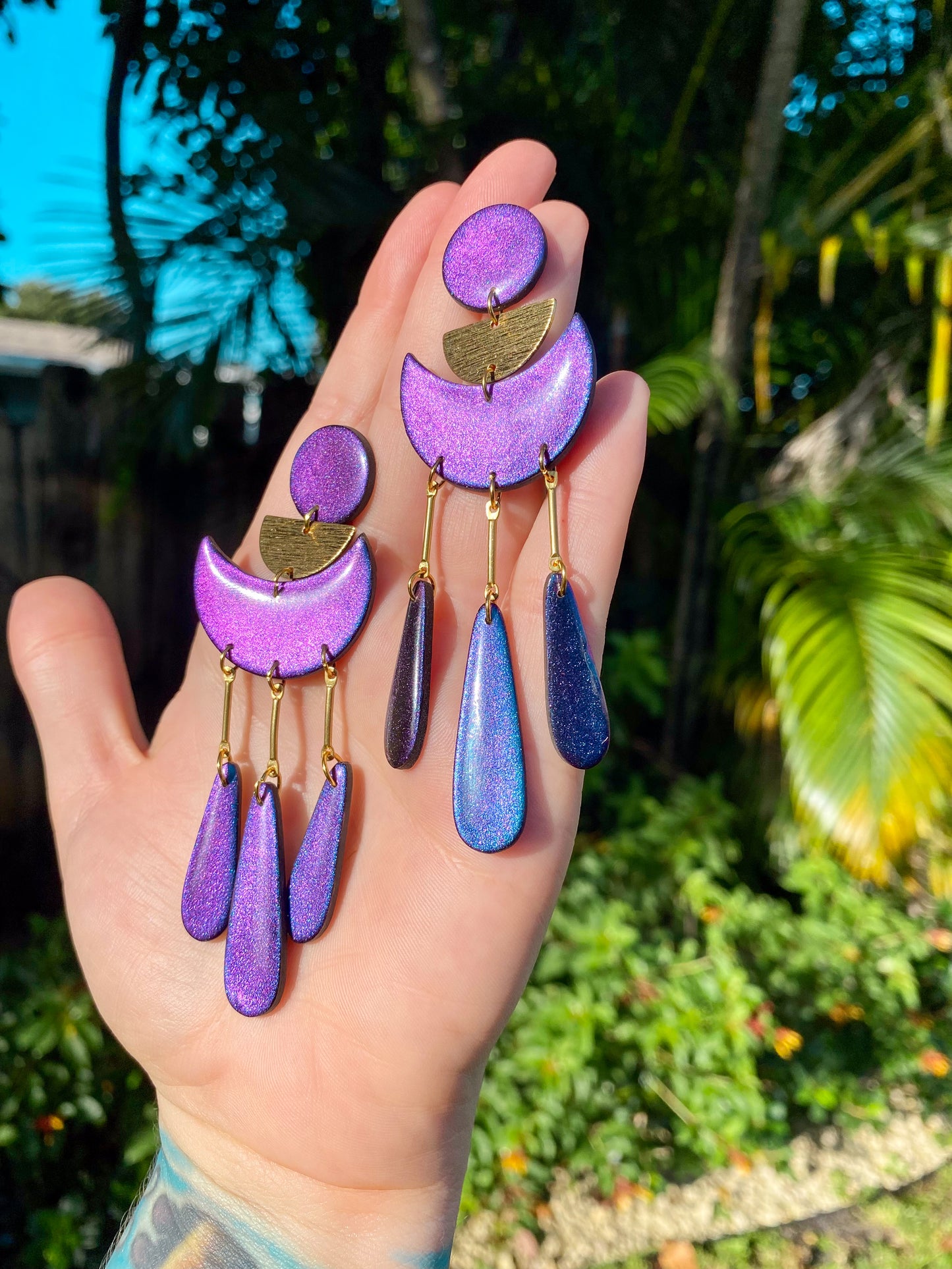 Moon Drop Color Shift (Blue/Purple) Earrings