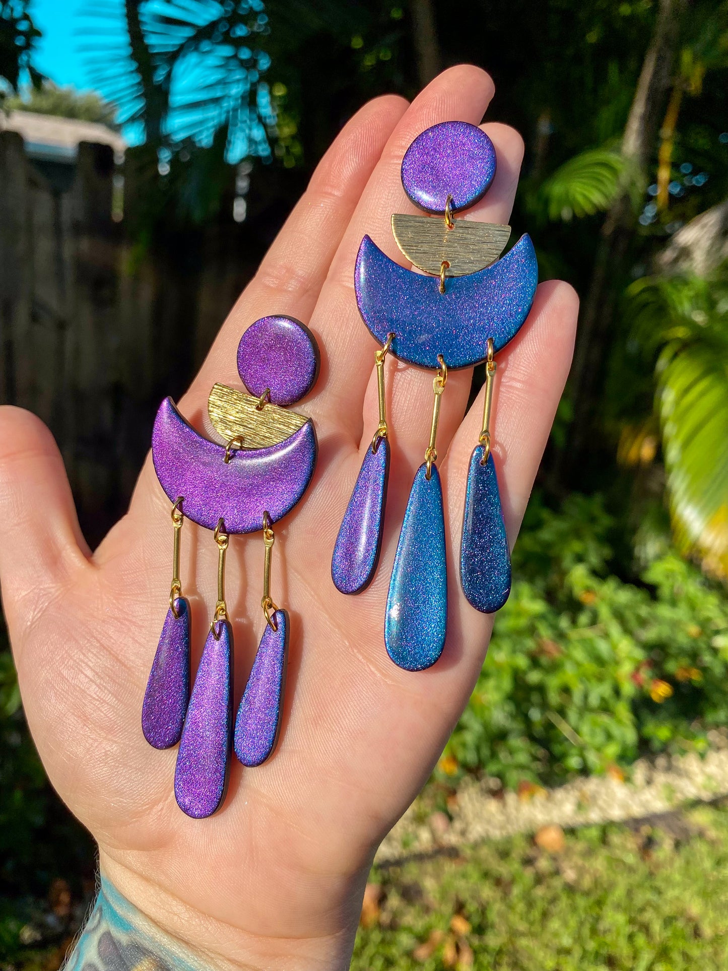 Moon Drop Color Shift (Blue/Purple) Earrings