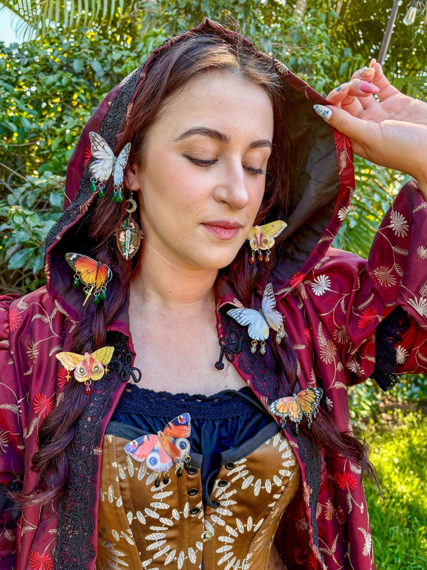 Orange Buckeye Butterfly Hair Clip