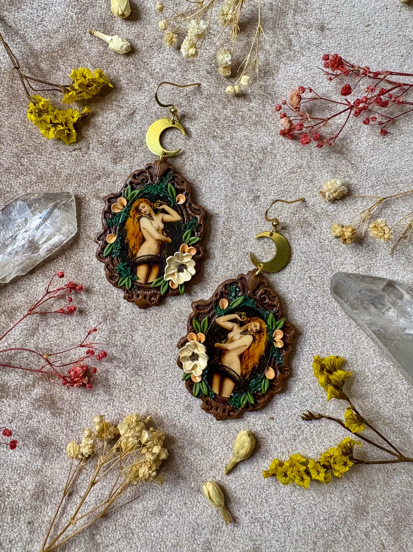Eve and Serpent Painting Earrings
