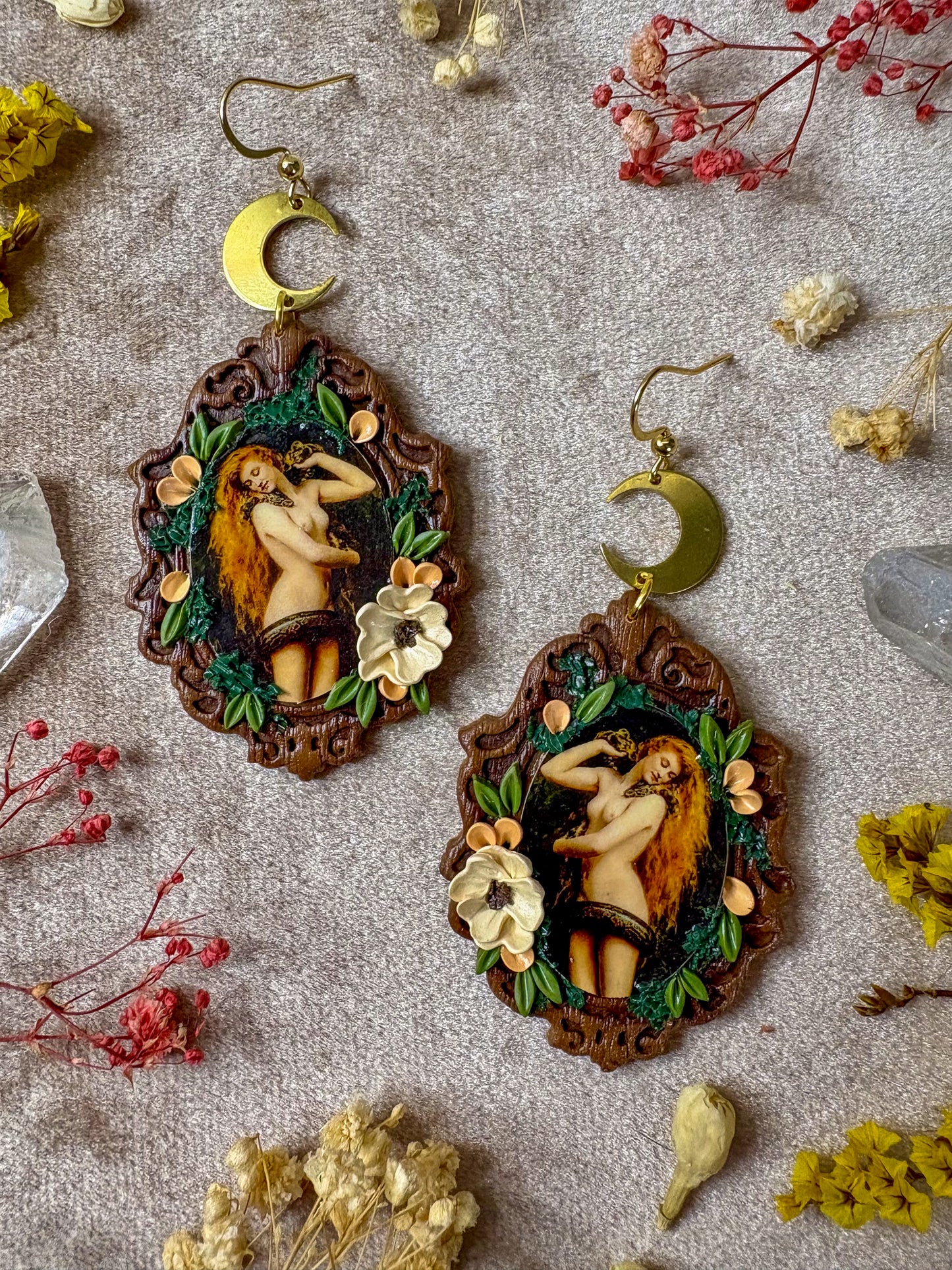 Eve and Serpent Painting Earrings