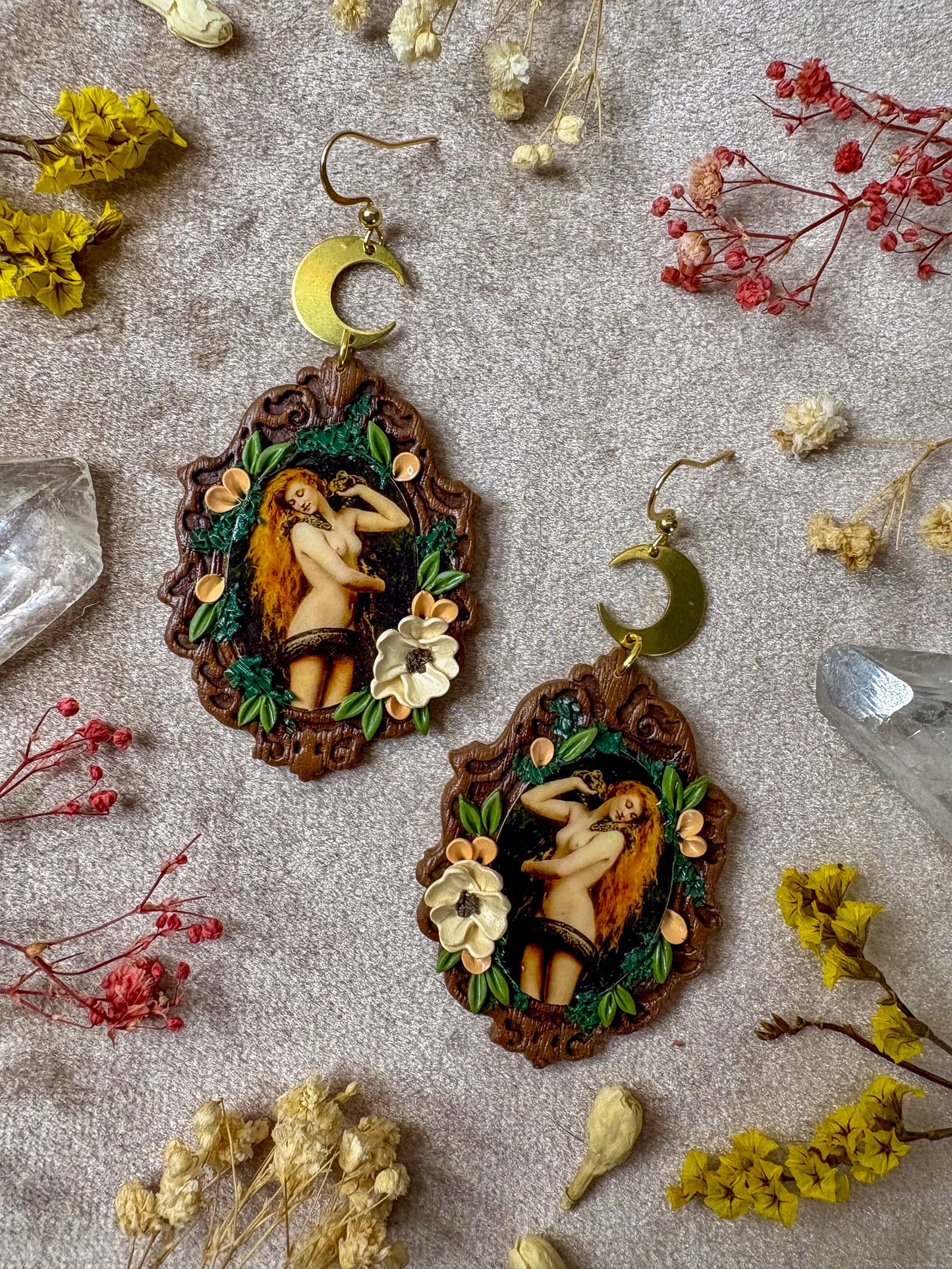 Eve and Serpent Painting Earrings