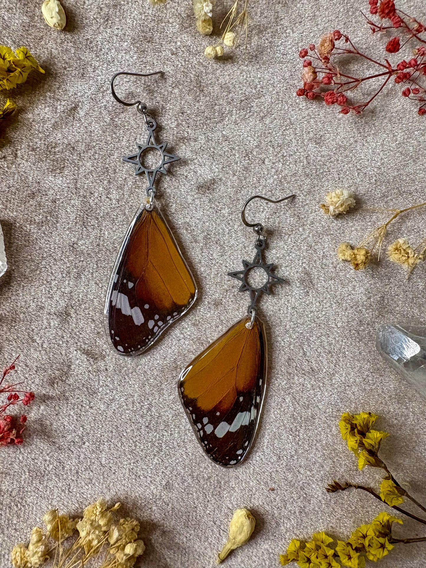 Plain Tiger Butterfly Wing Earrings
