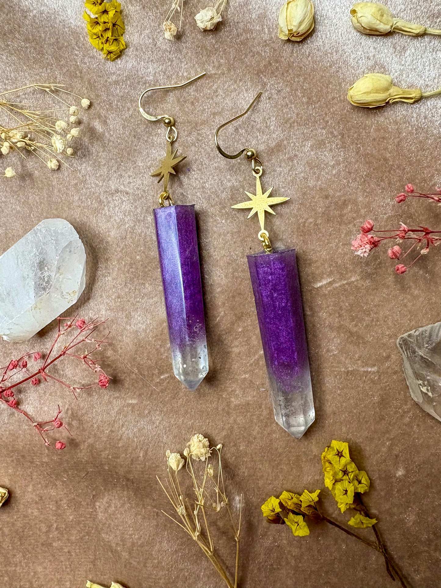 Amethyst Dreams Crystal Earrings (Gold)