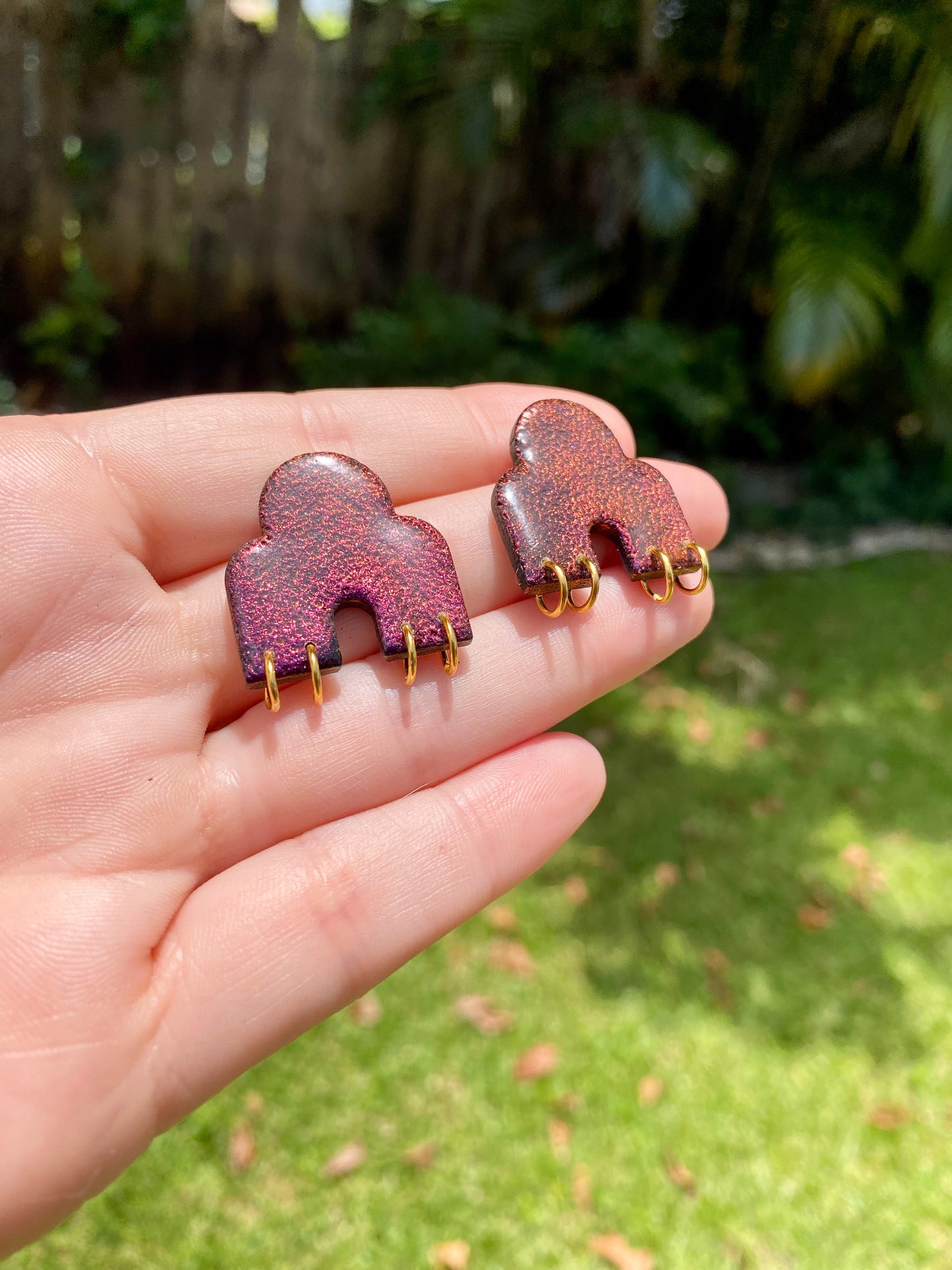 Pierced Color Shift Arch Stud Earrings