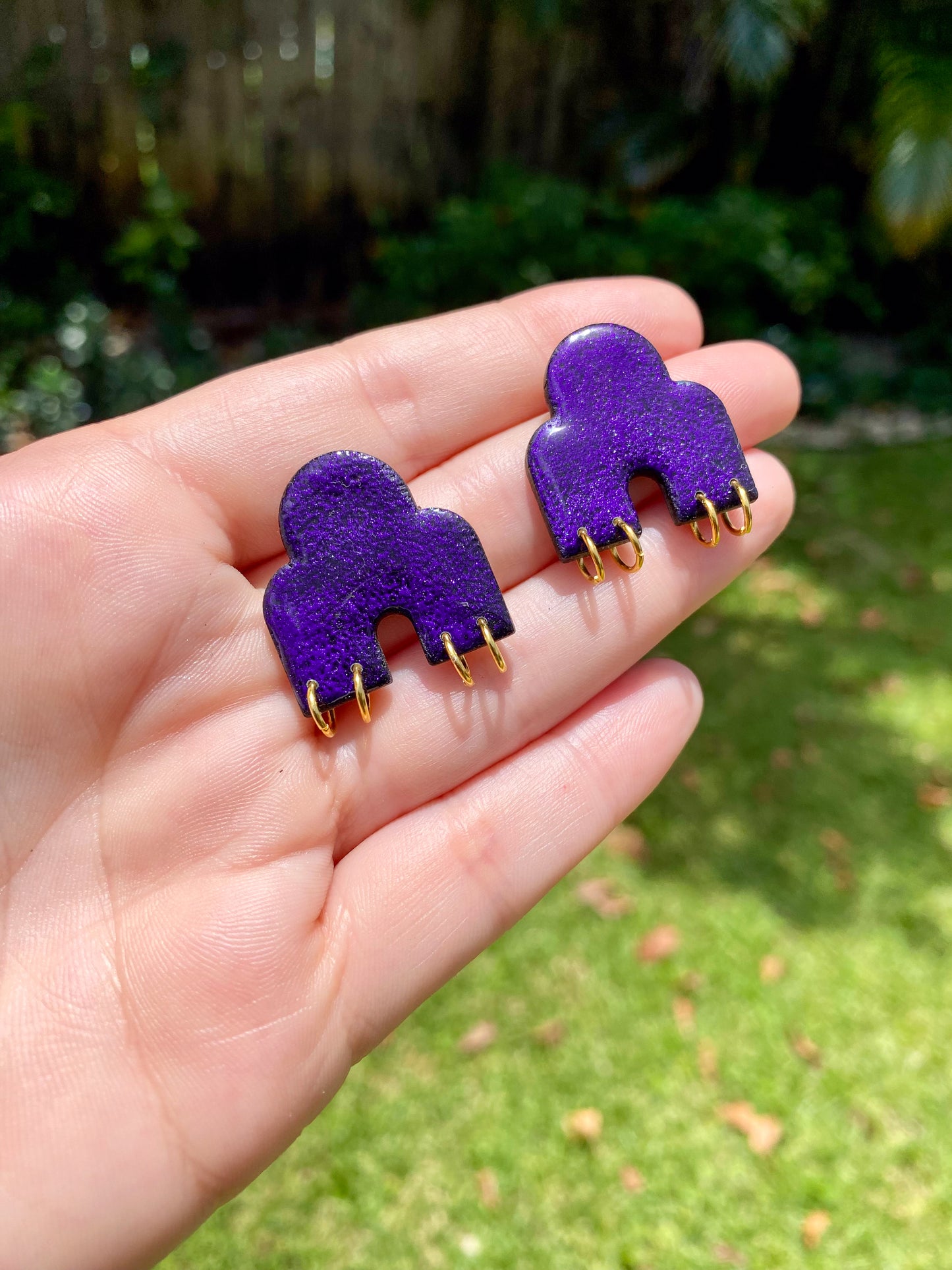 Pierced Color Shift Arch Stud Earrings