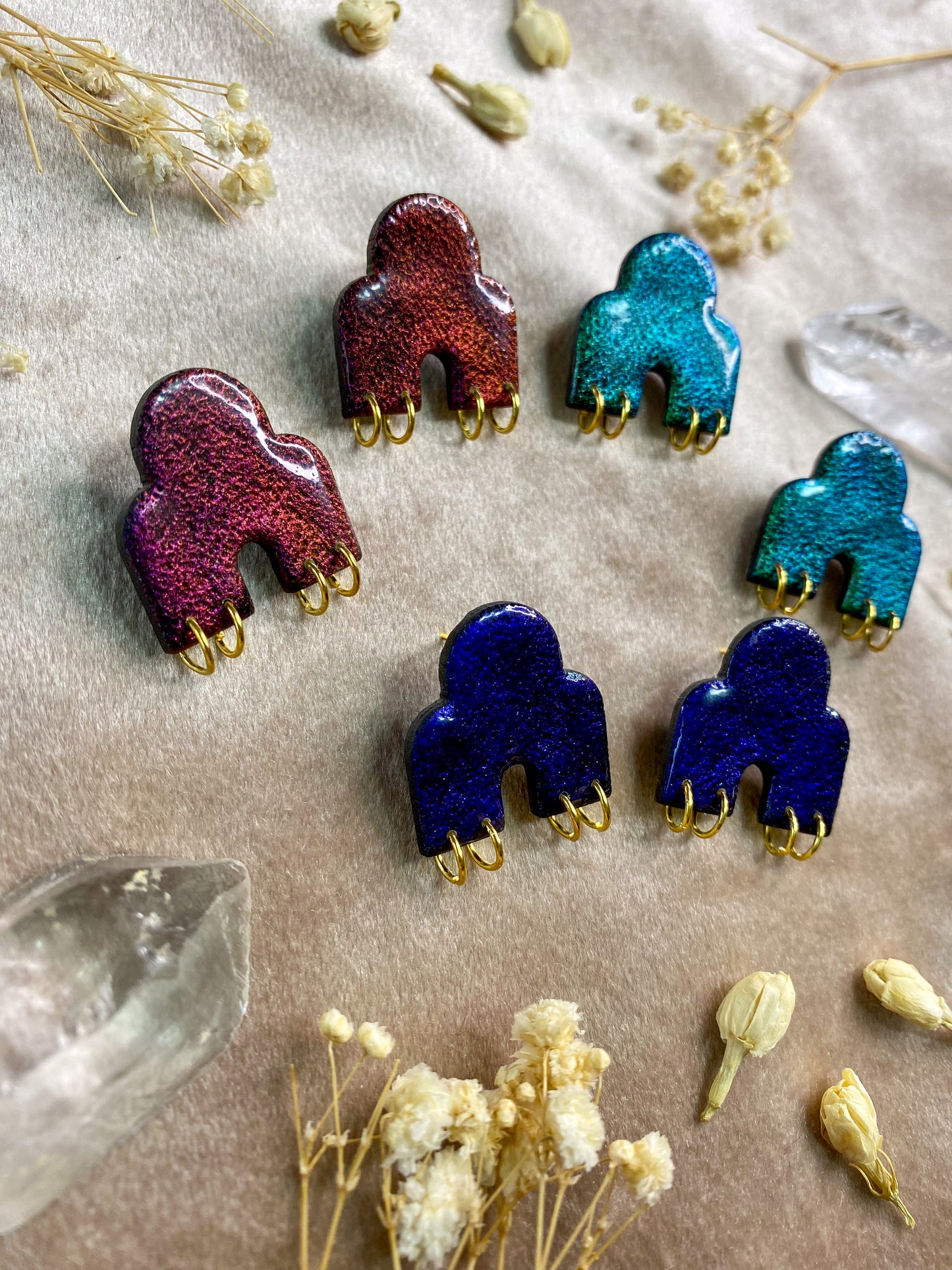 Pierced Color Shift Arch Stud Earrings