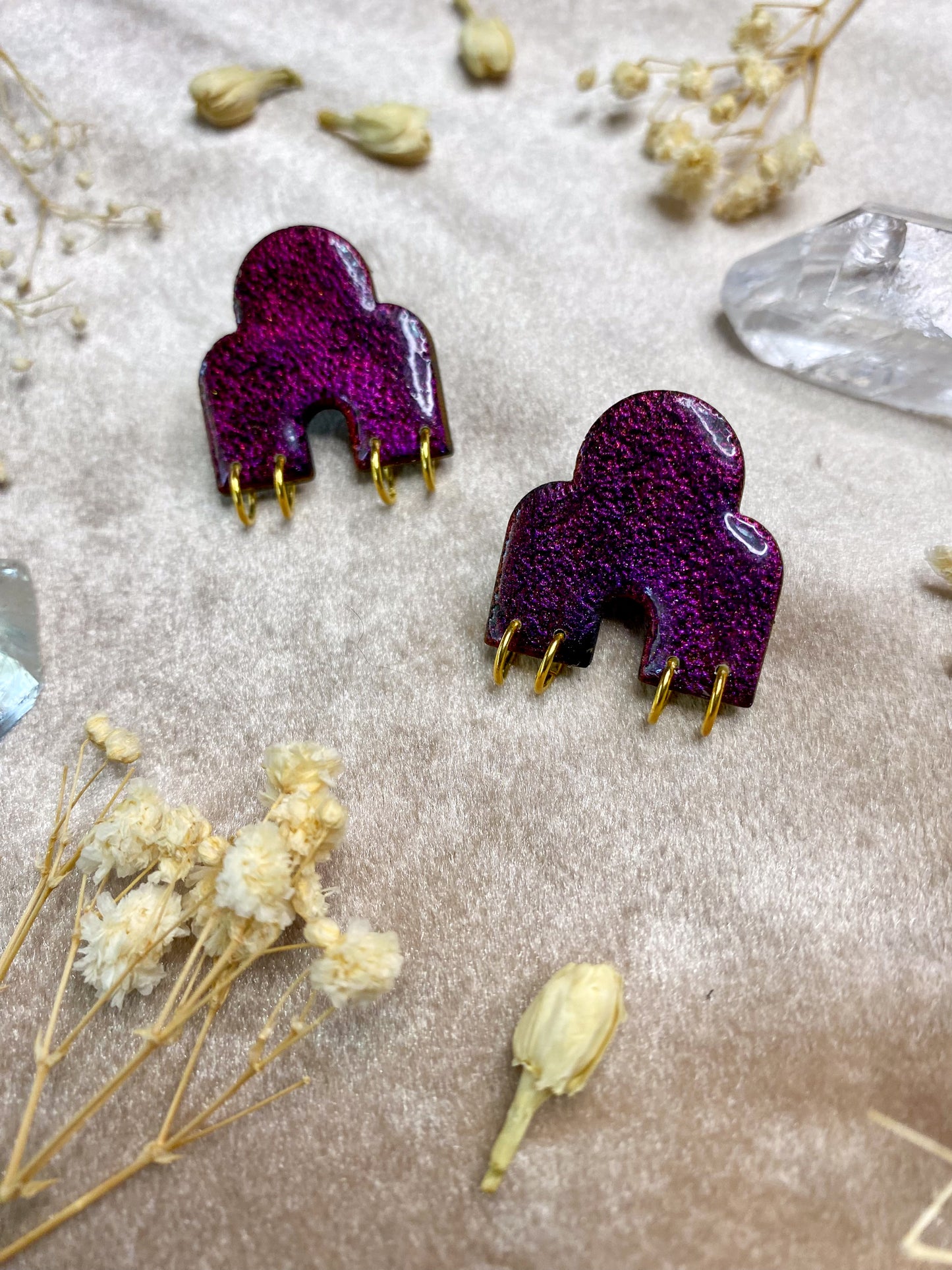 Pierced Color Shift Arch Stud Earrings