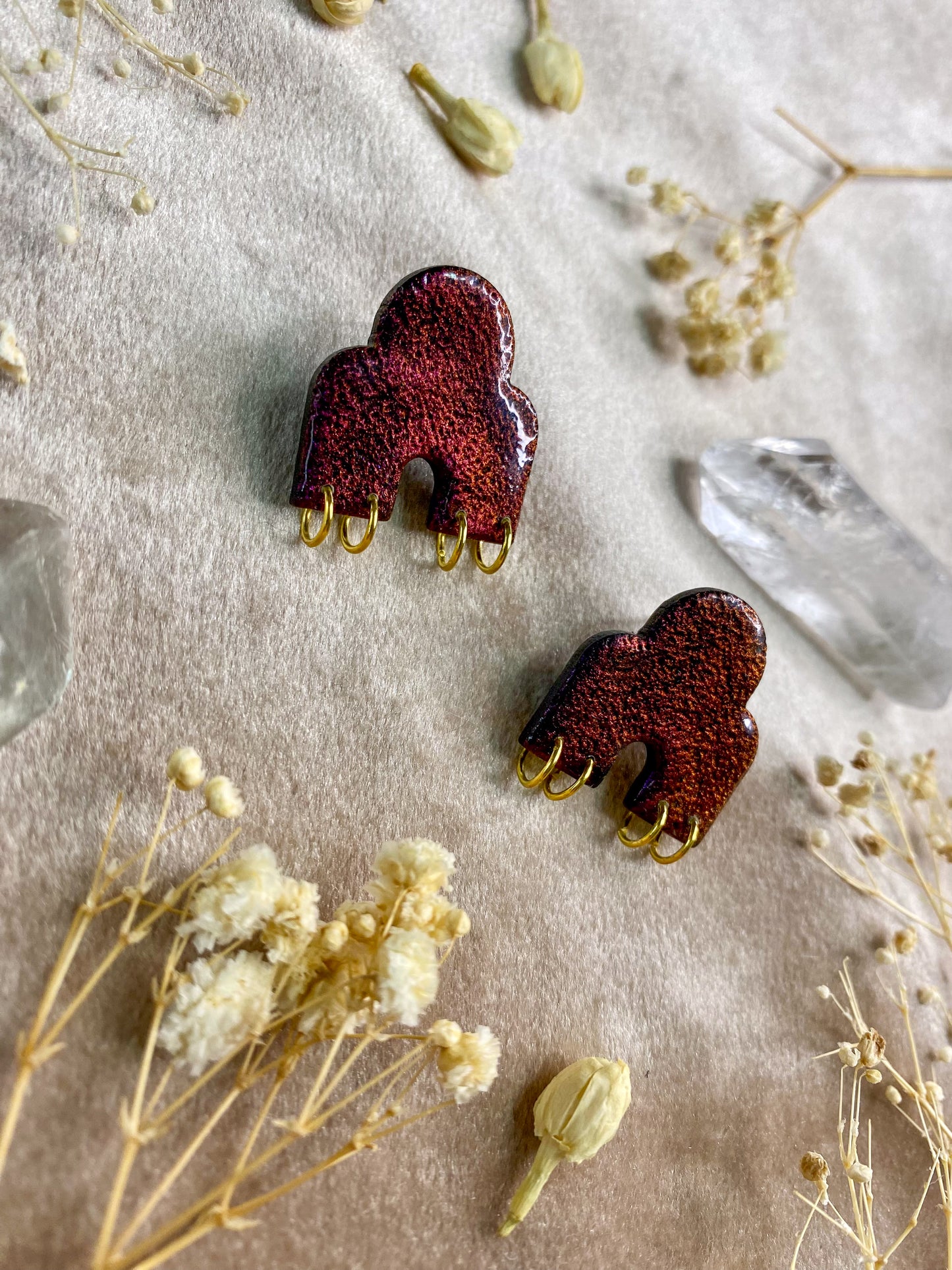 Pierced Color Shift Arch Stud Earrings