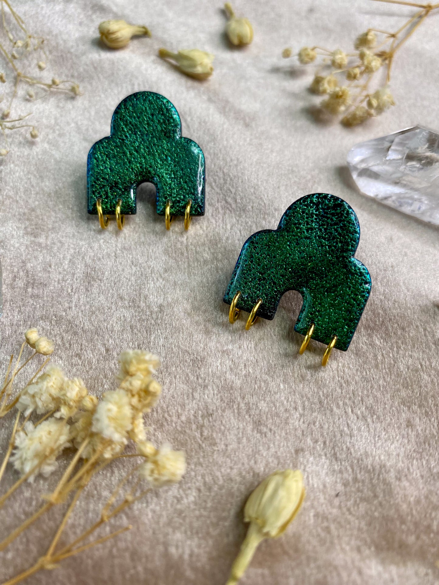 Pierced Color Shift Arch Stud Earrings