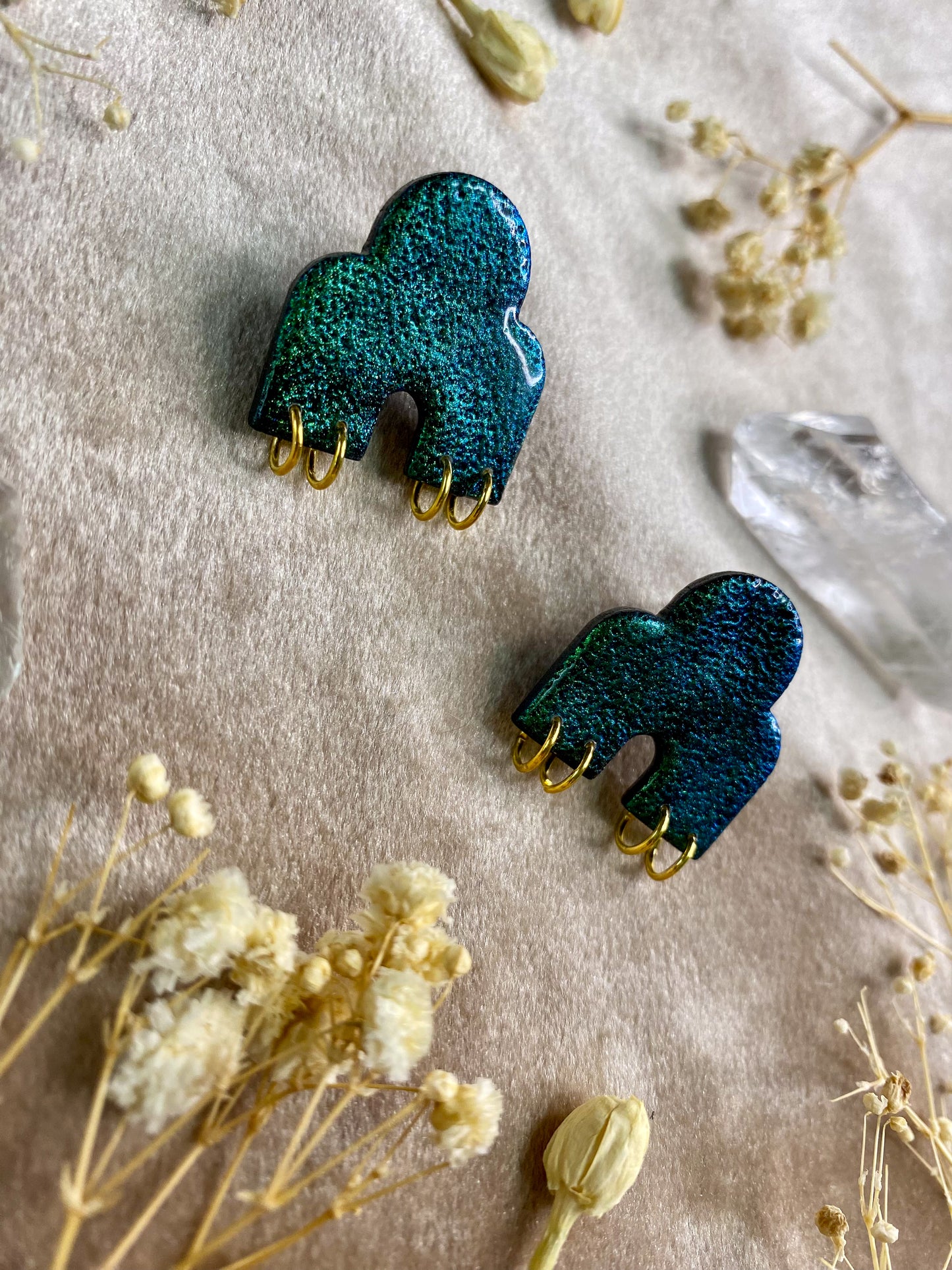 Pierced Color Shift Arch Stud Earrings