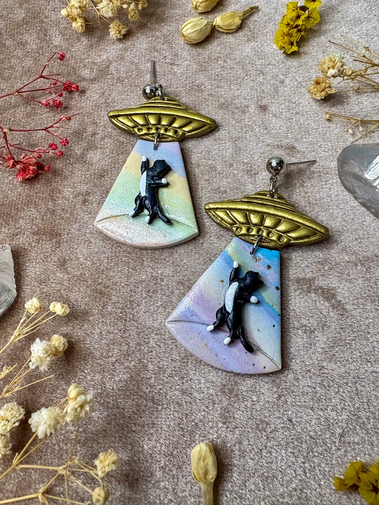 Cat Abduction Earrings (Tuxedo)