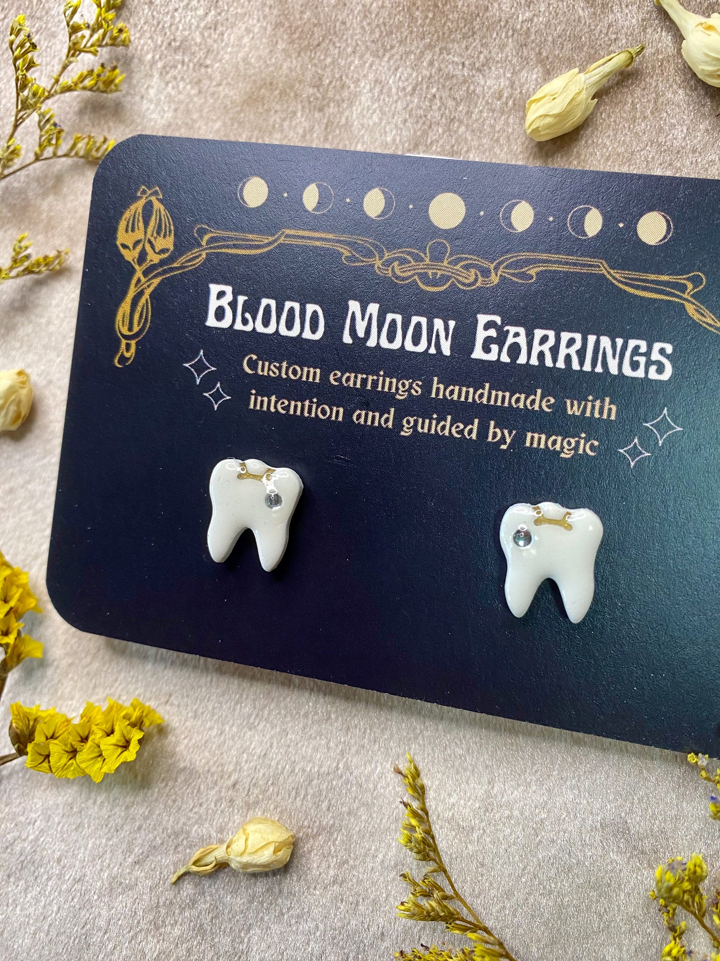 Jeweled Tooth Stud Earrings