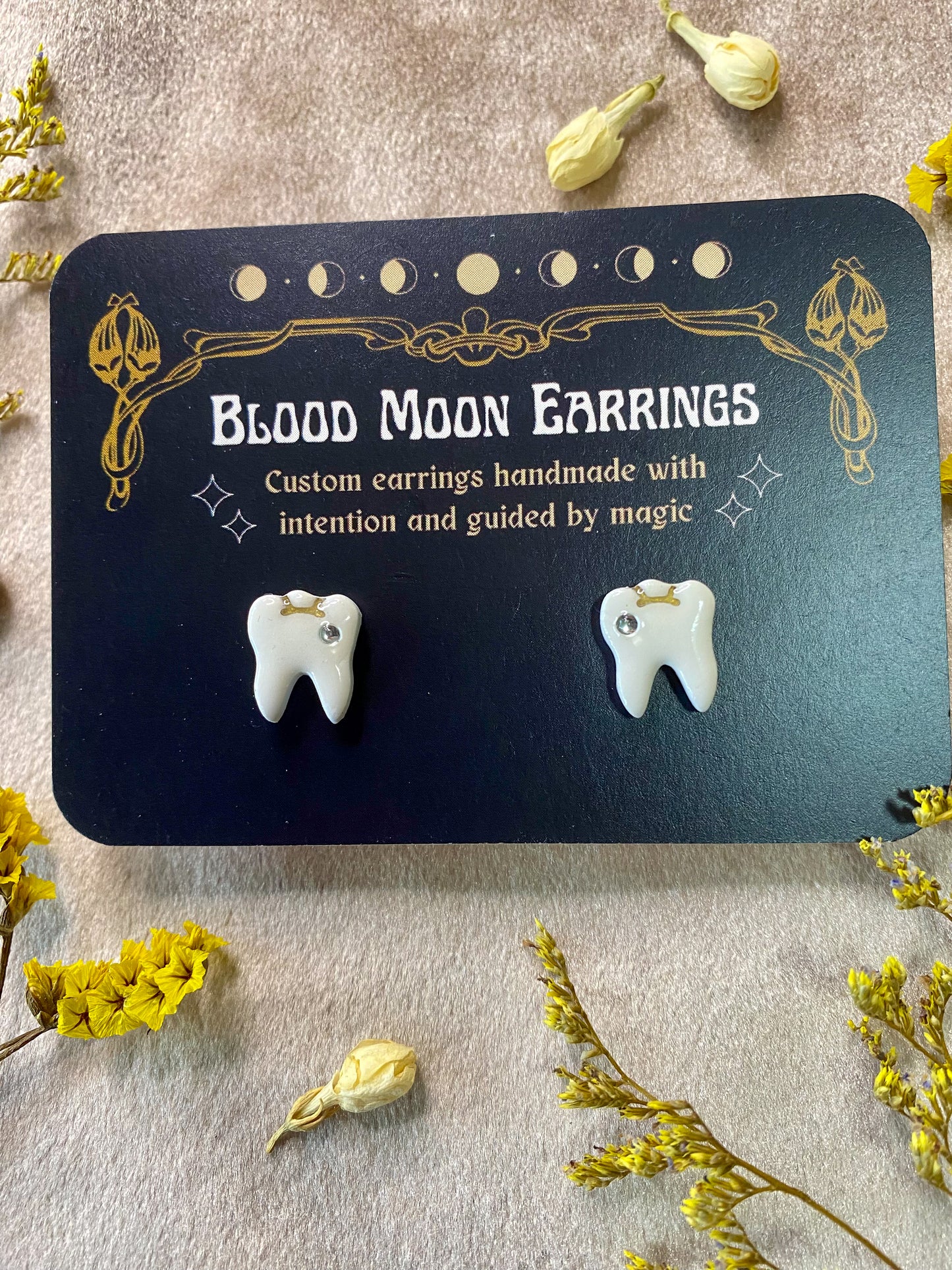 Jeweled Tooth Stud Earrings