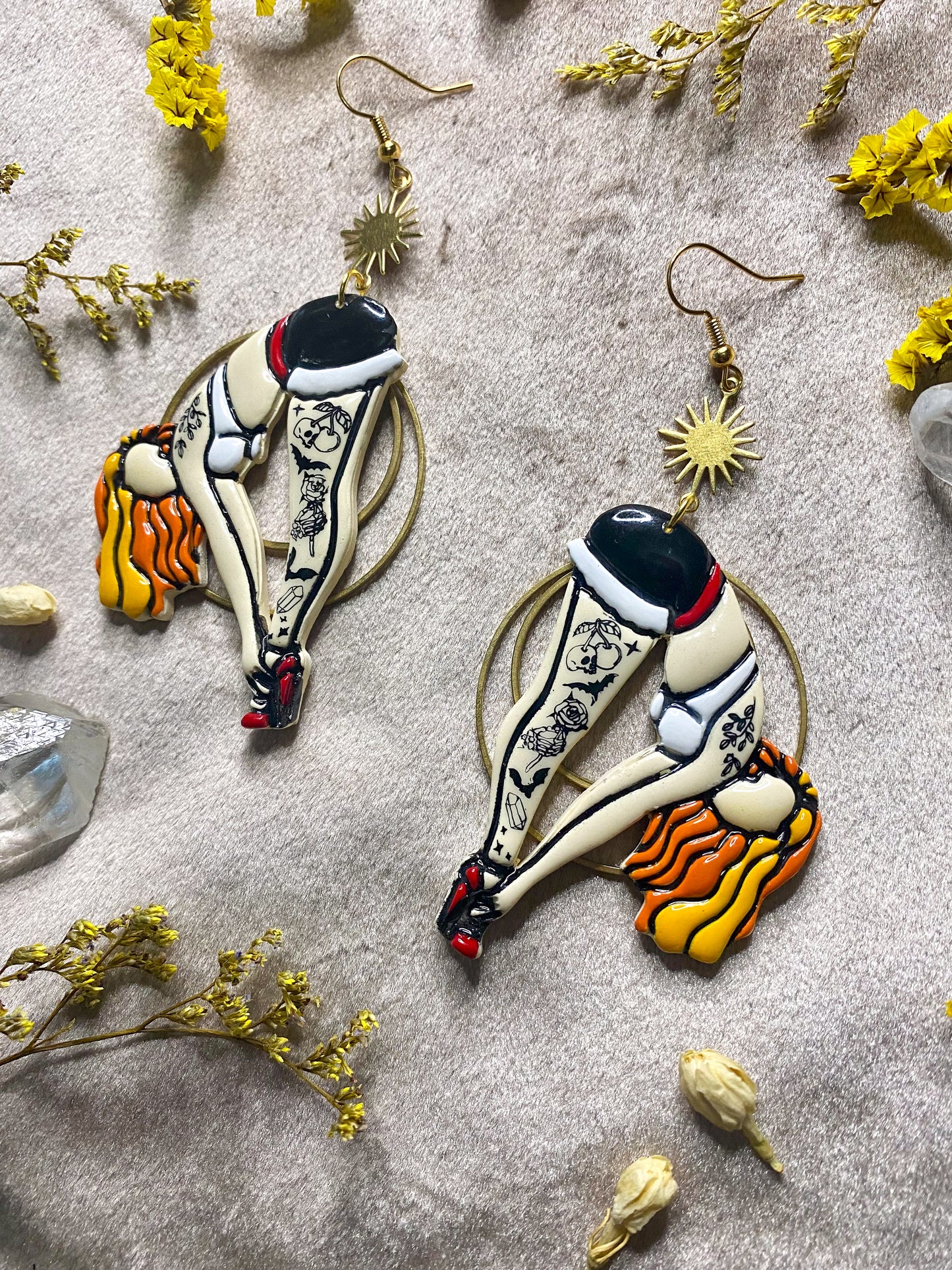 Flexible Tattooed Lady Earrings