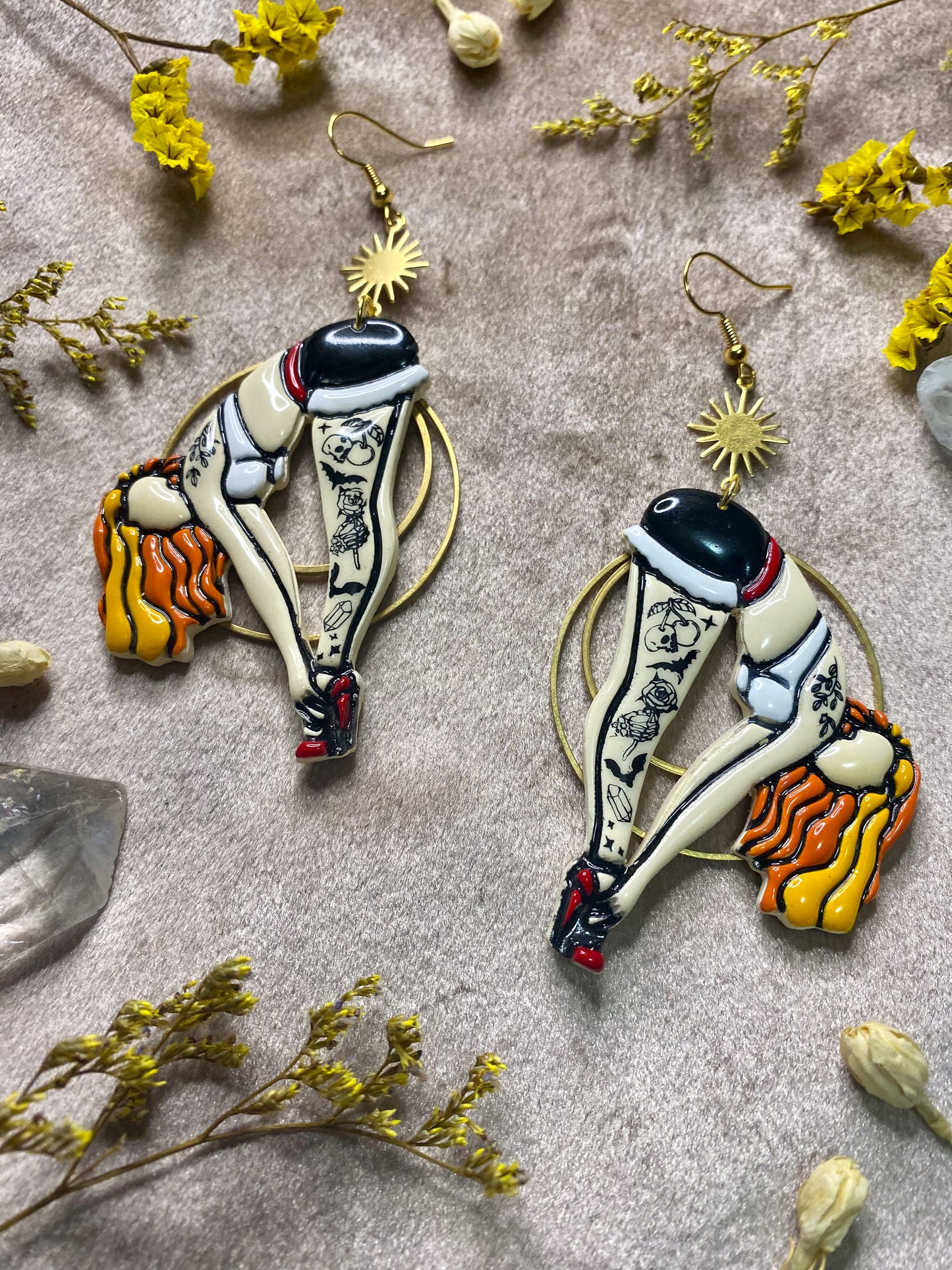 Flexible Tattooed Lady Earrings
