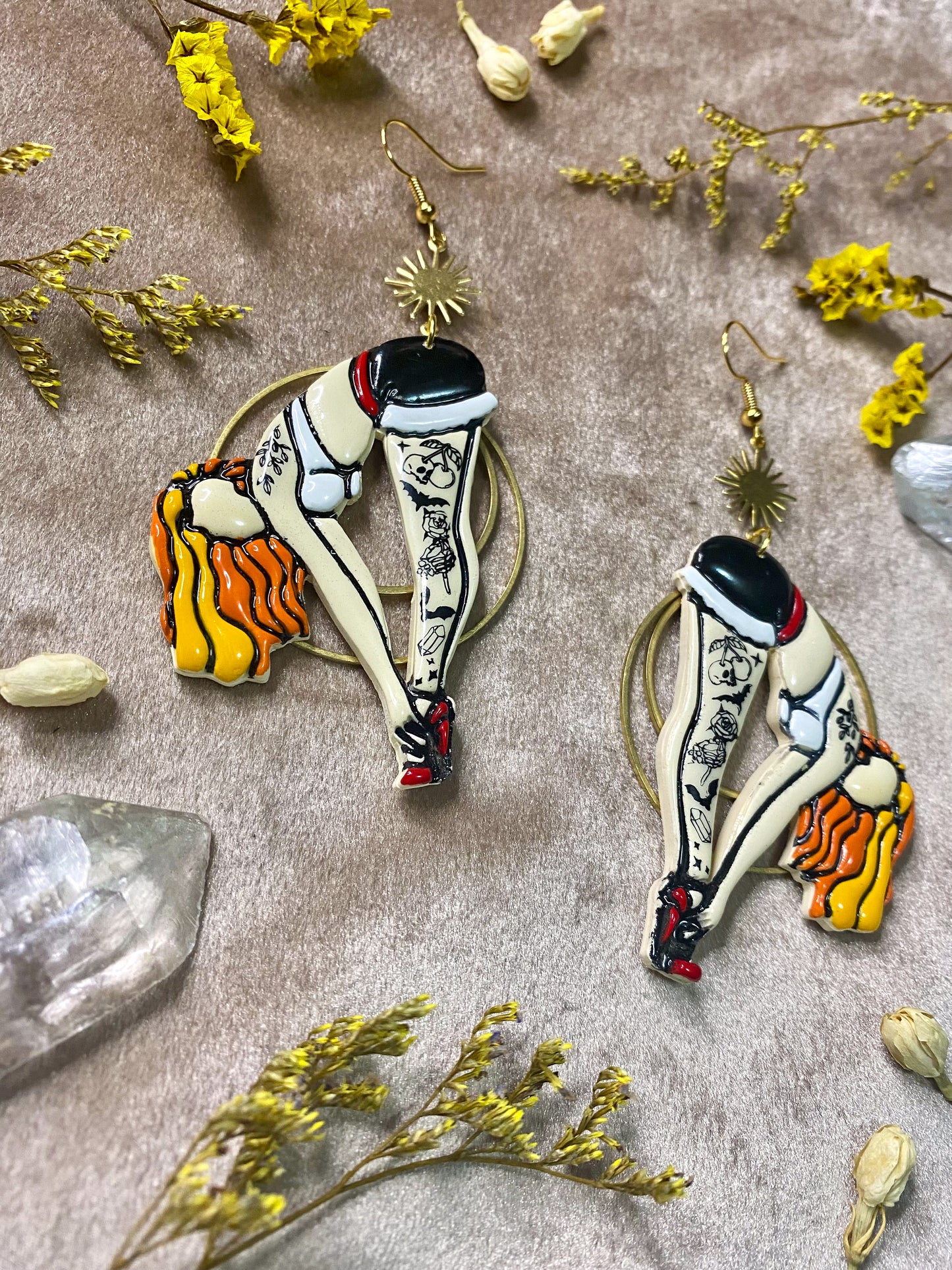 Flexible Tattooed Lady Earrings