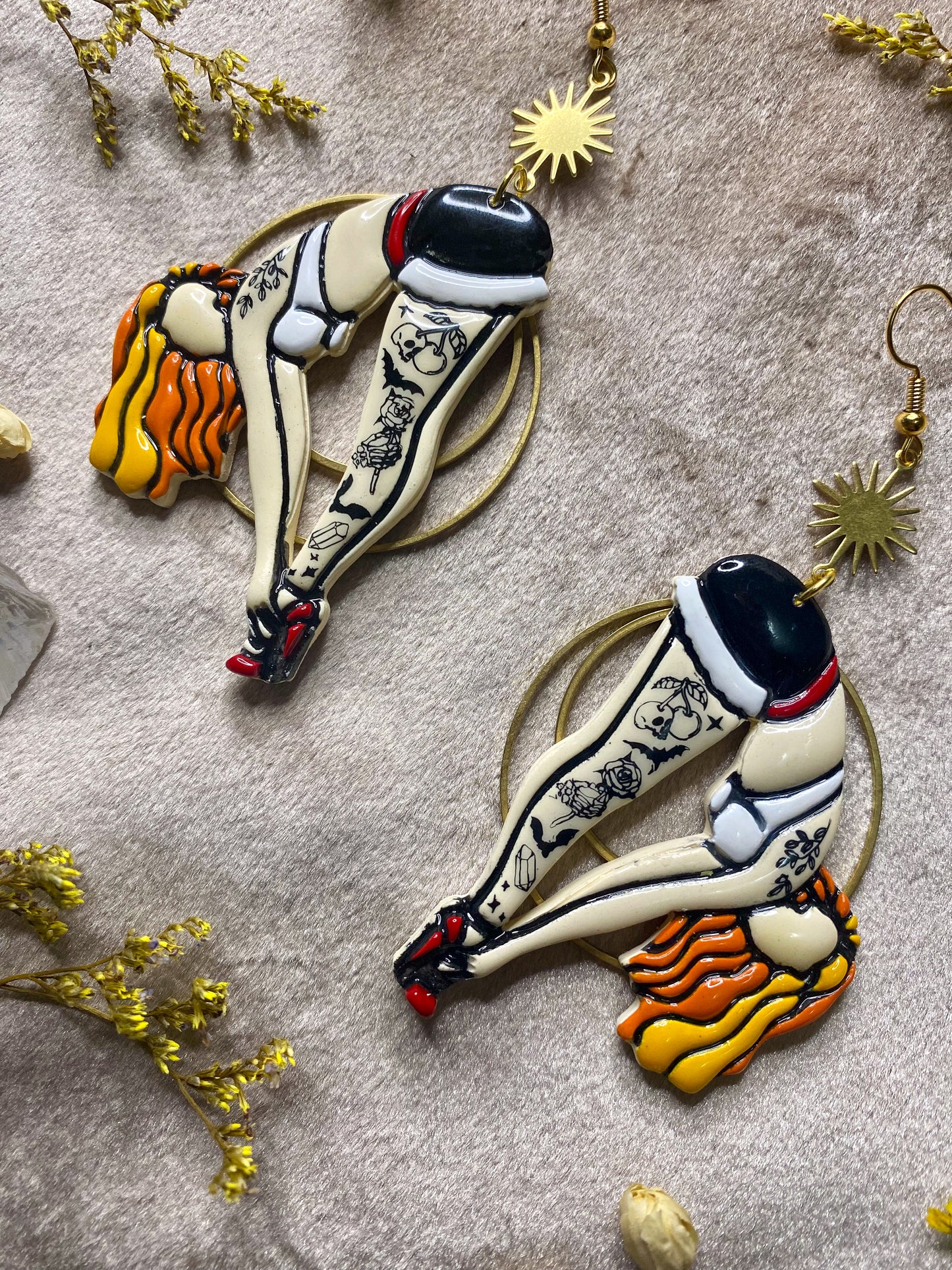 Flexible Tattooed Lady Earrings