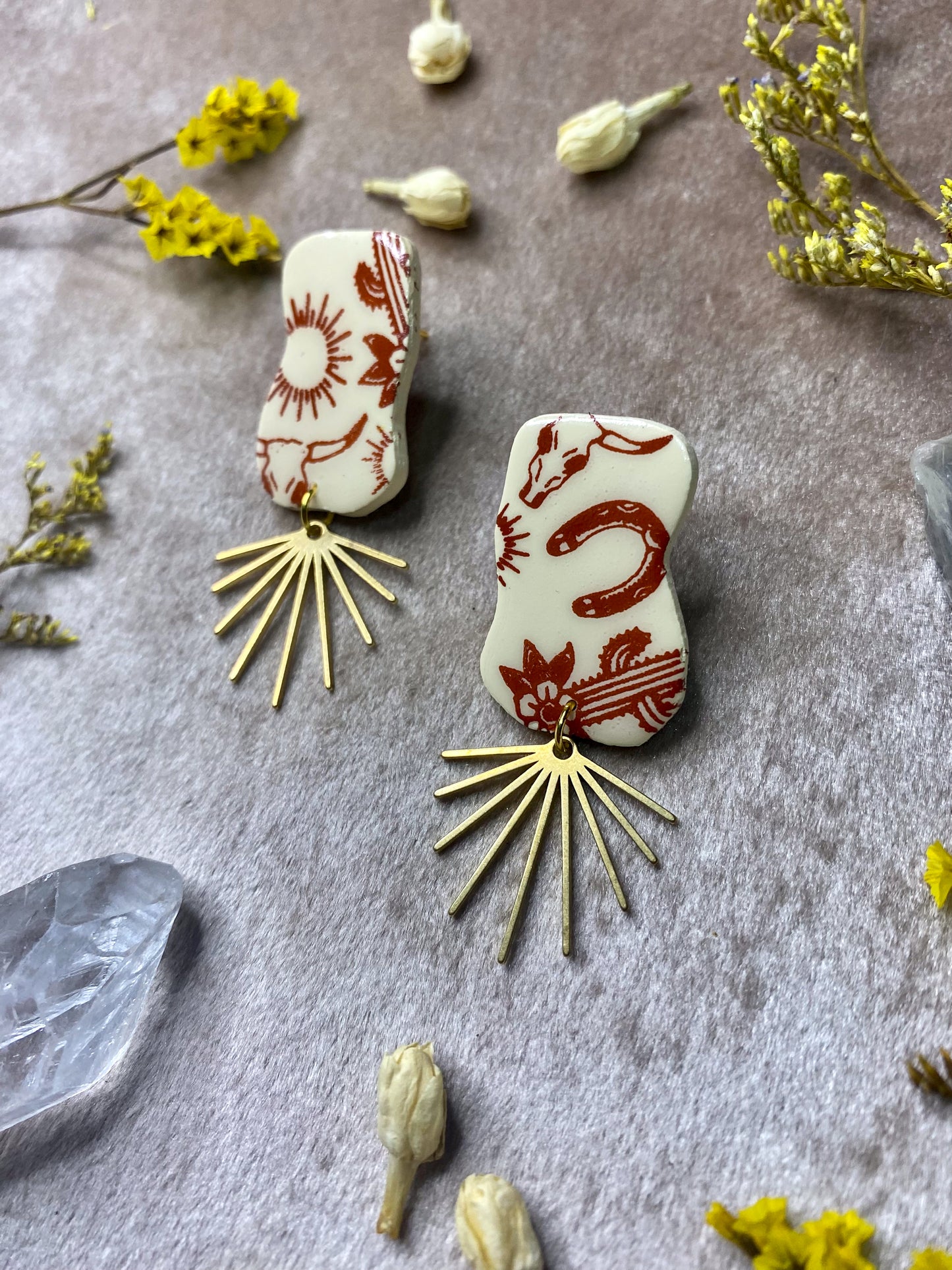 Ivory Western Fringe Stud Earrings
