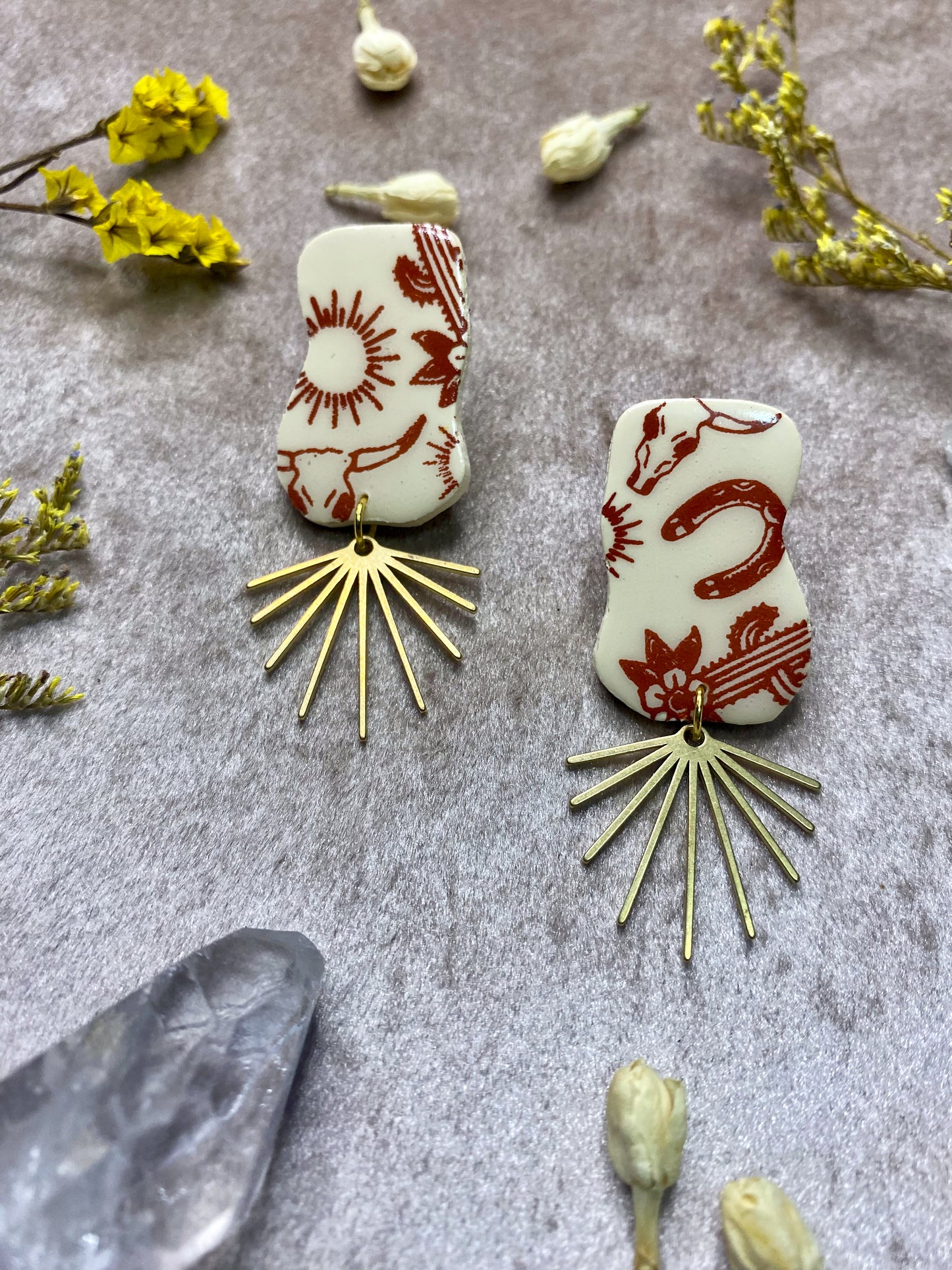 Ivory Western Fringe Stud Earrings