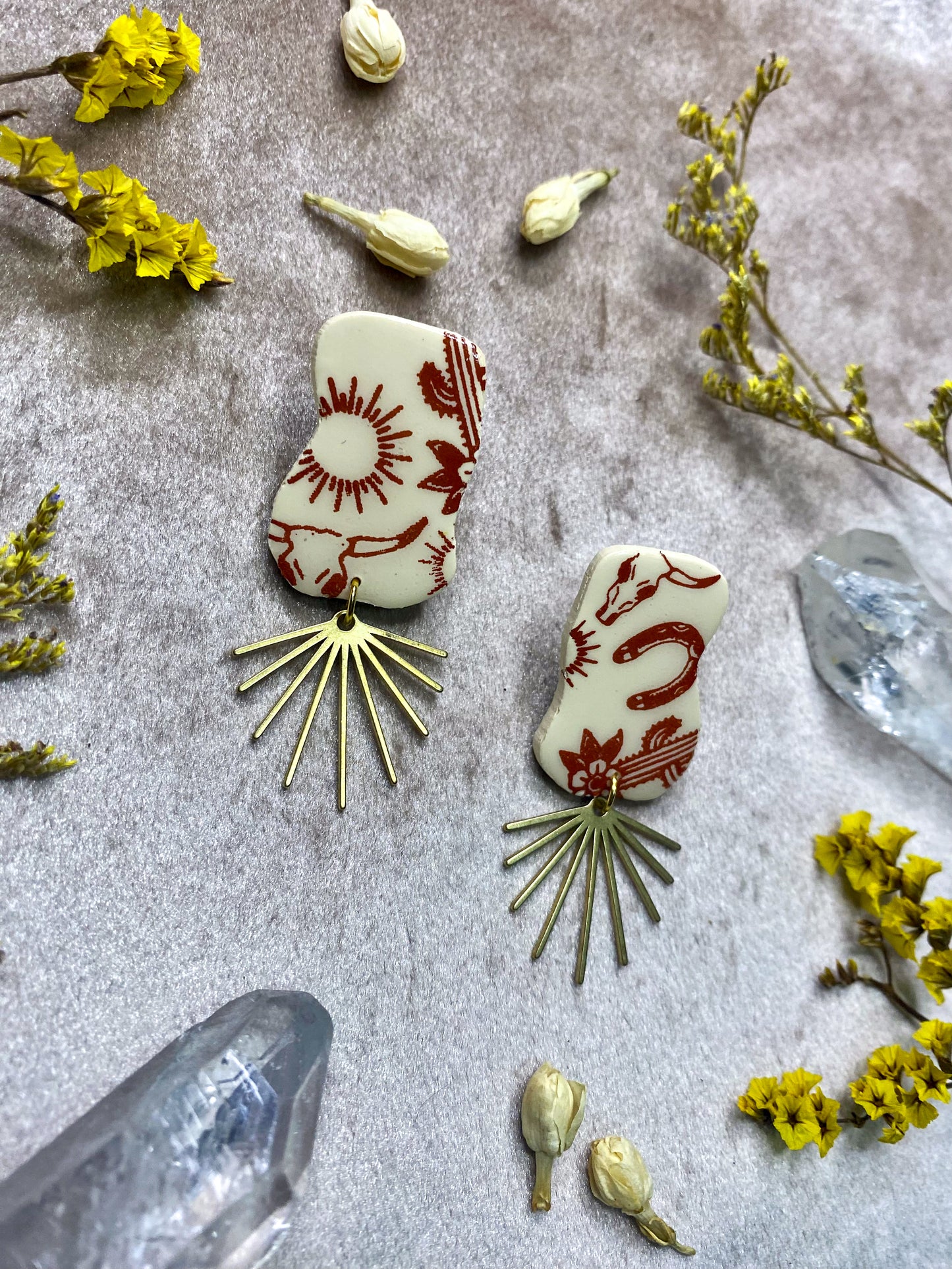 Ivory Western Fringe Stud Earrings