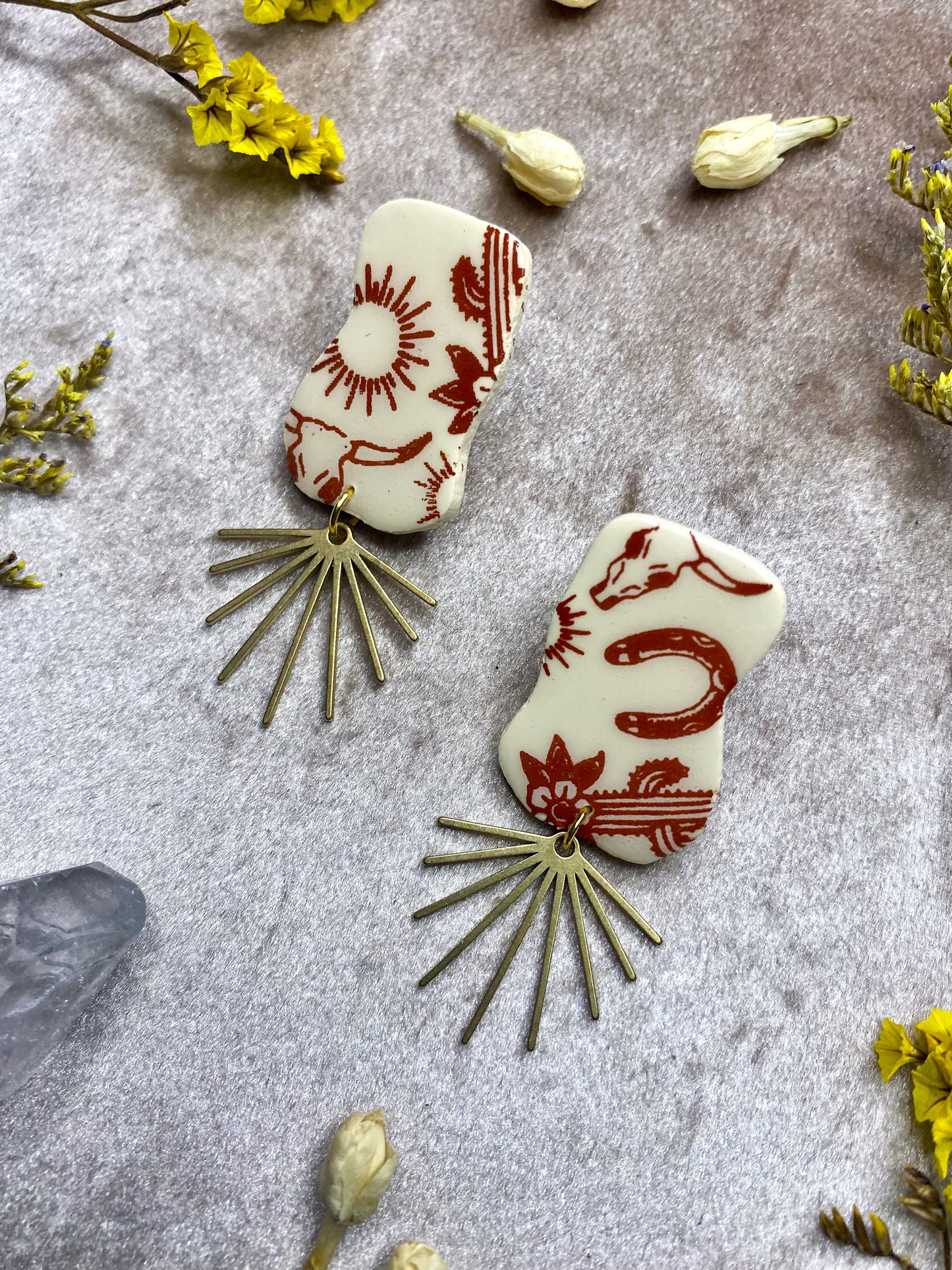 Ivory Western Fringe Stud Earrings