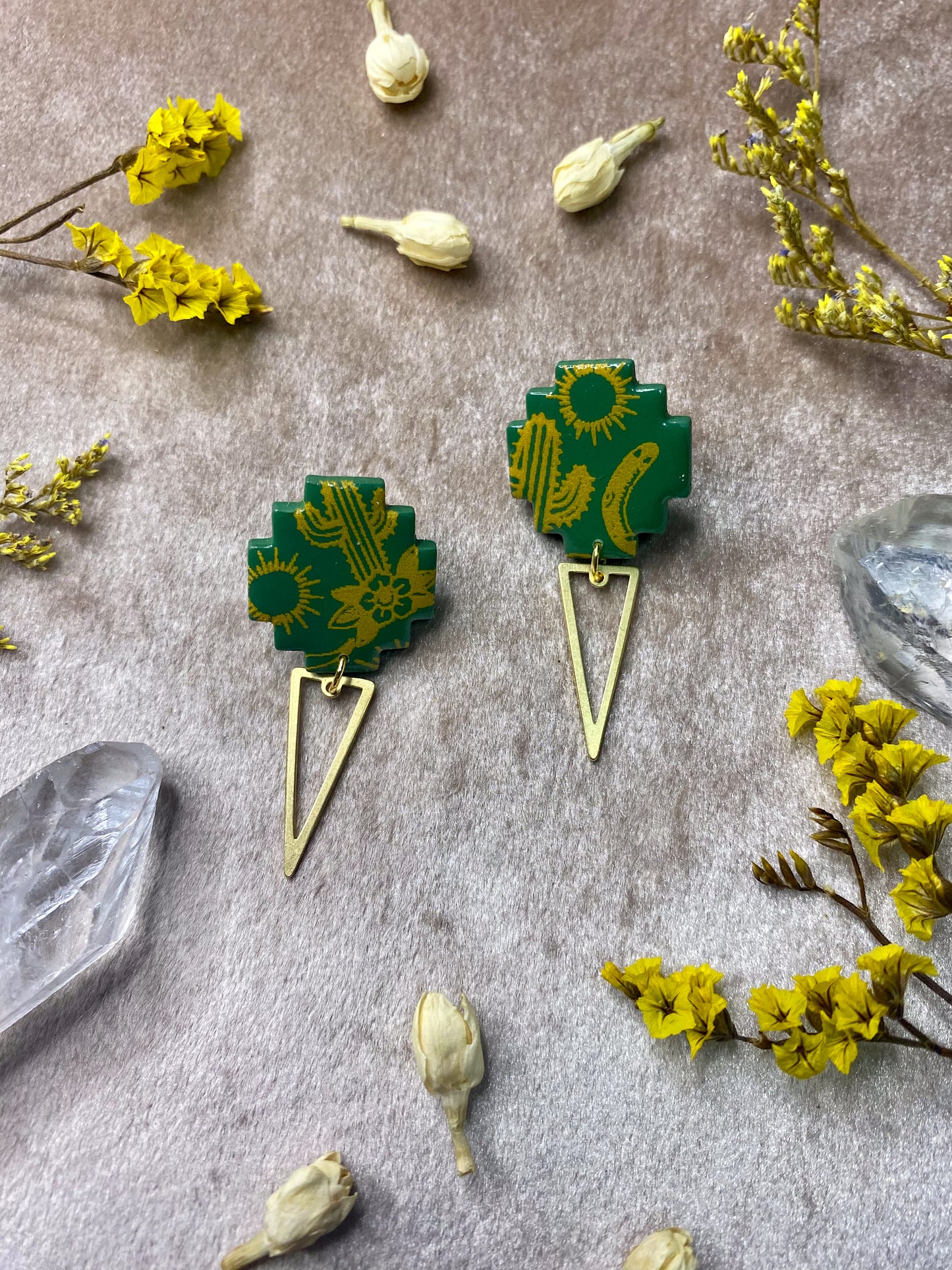 western polymer clay and resin stud dangle earrings