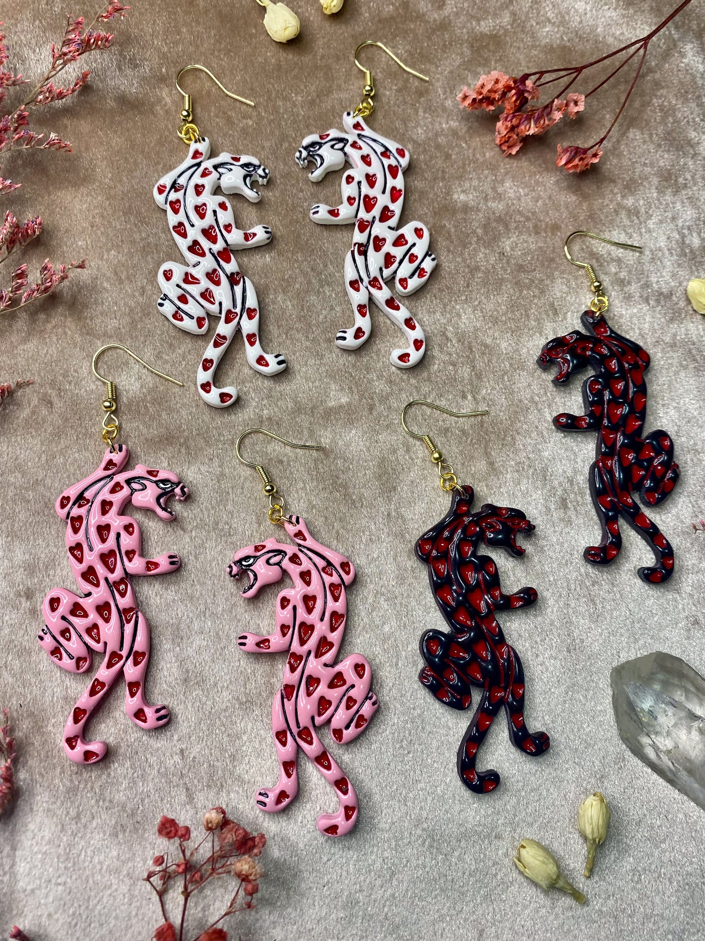Heart Panther Earrings