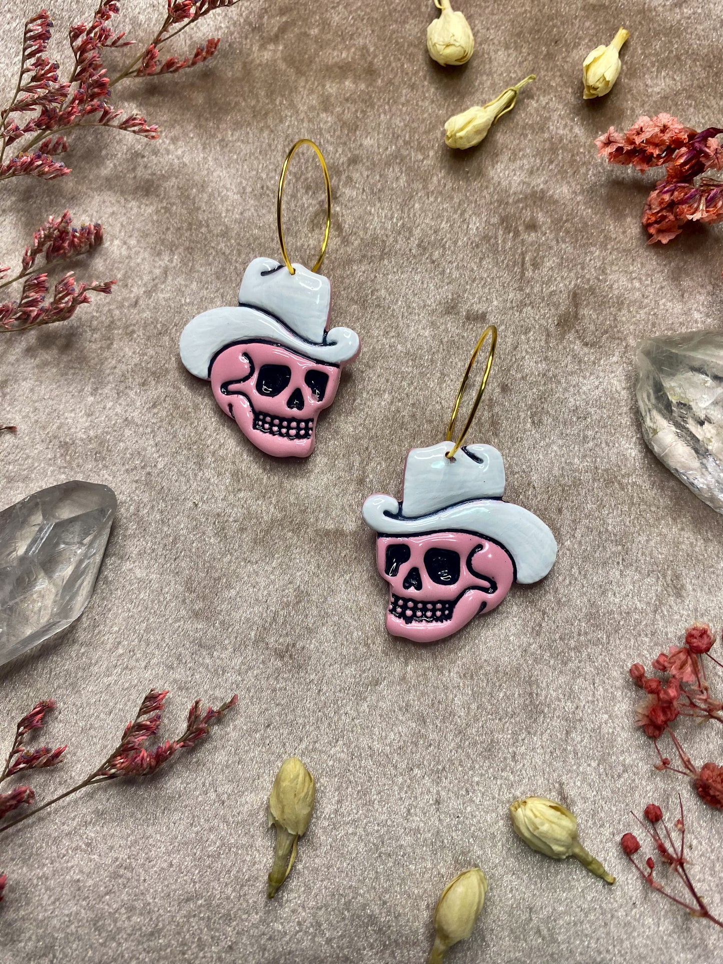 Cowboy Skull Hoop Earrings