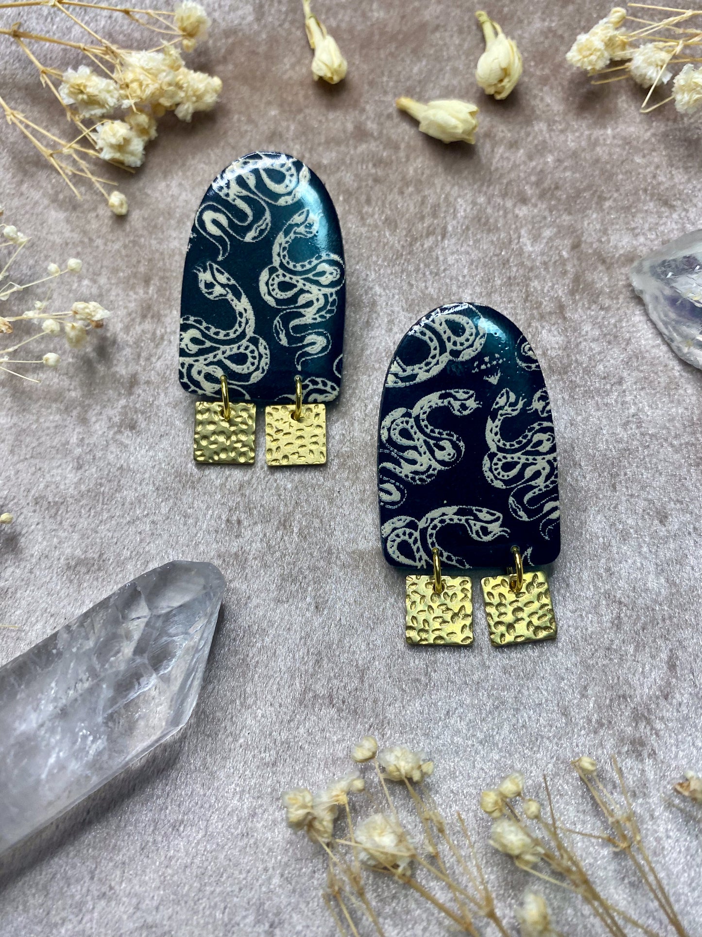 Snake Print Statement Stud Earrings