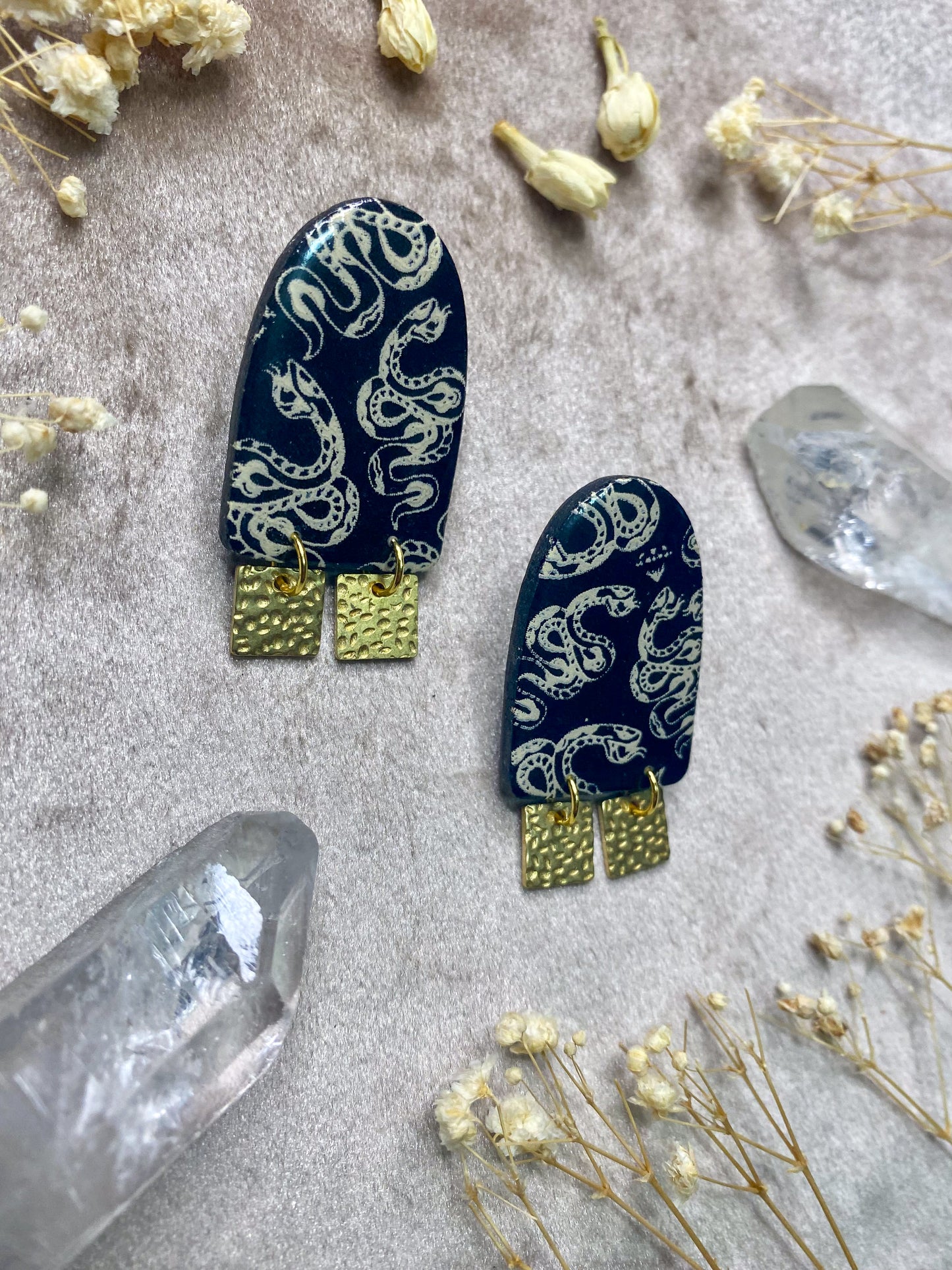 Snake Print Statement Stud Earrings