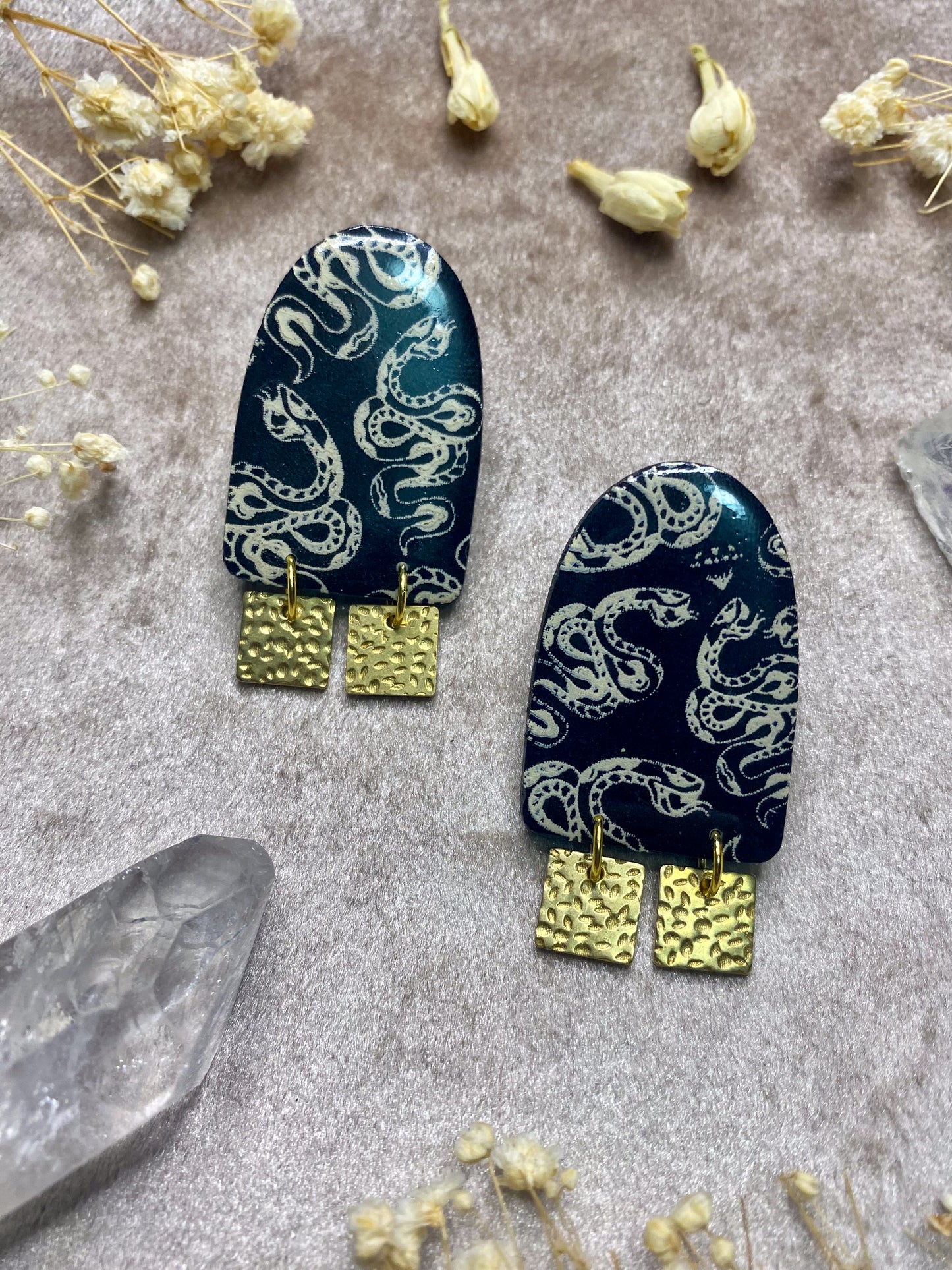 Snake Print Statement Stud Earrings
