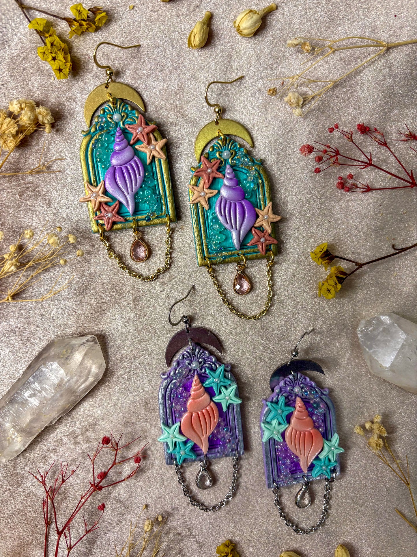 Seashell Bubble Frame Earrings
