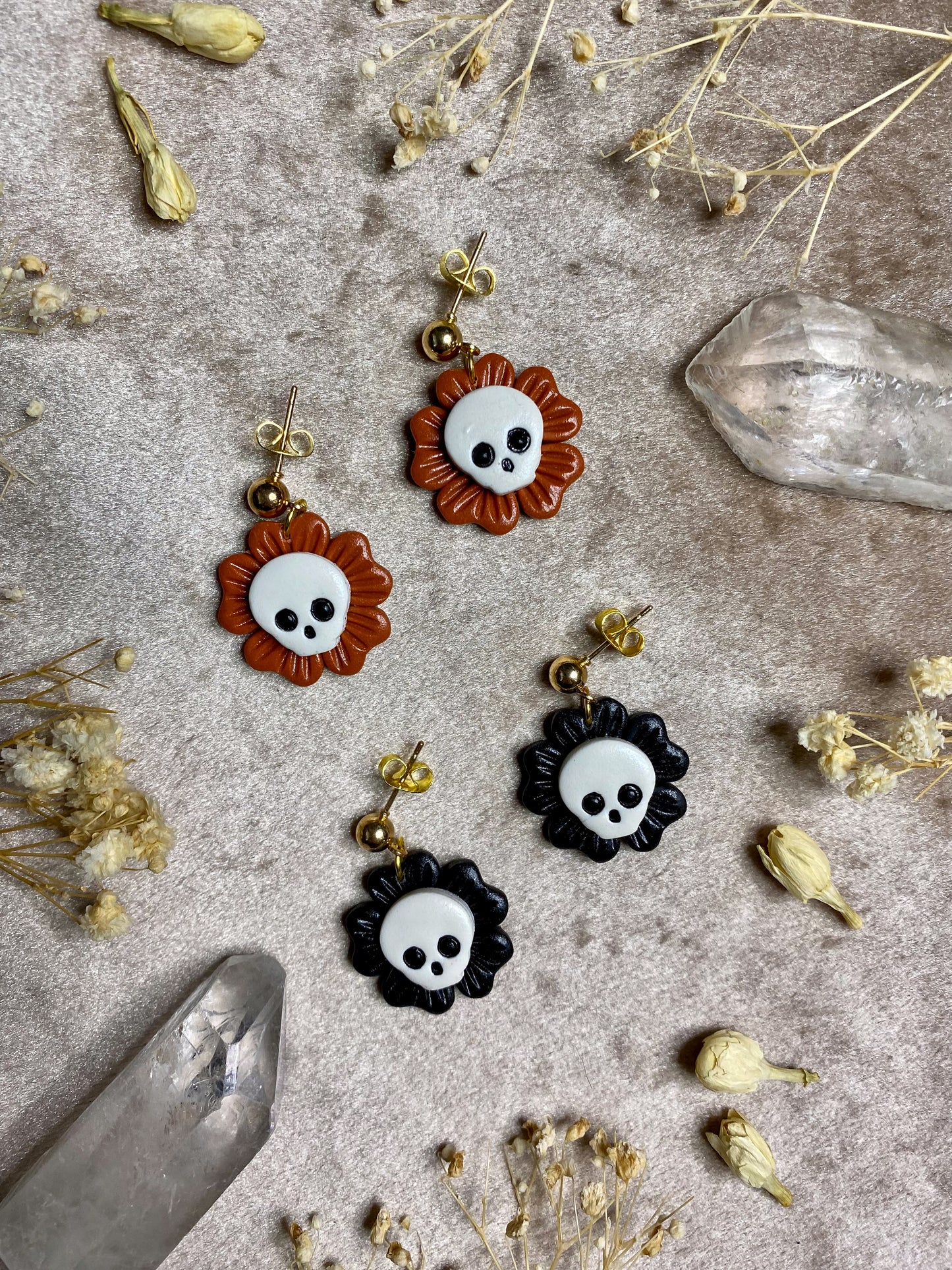 Skull Flower Midi Earrings