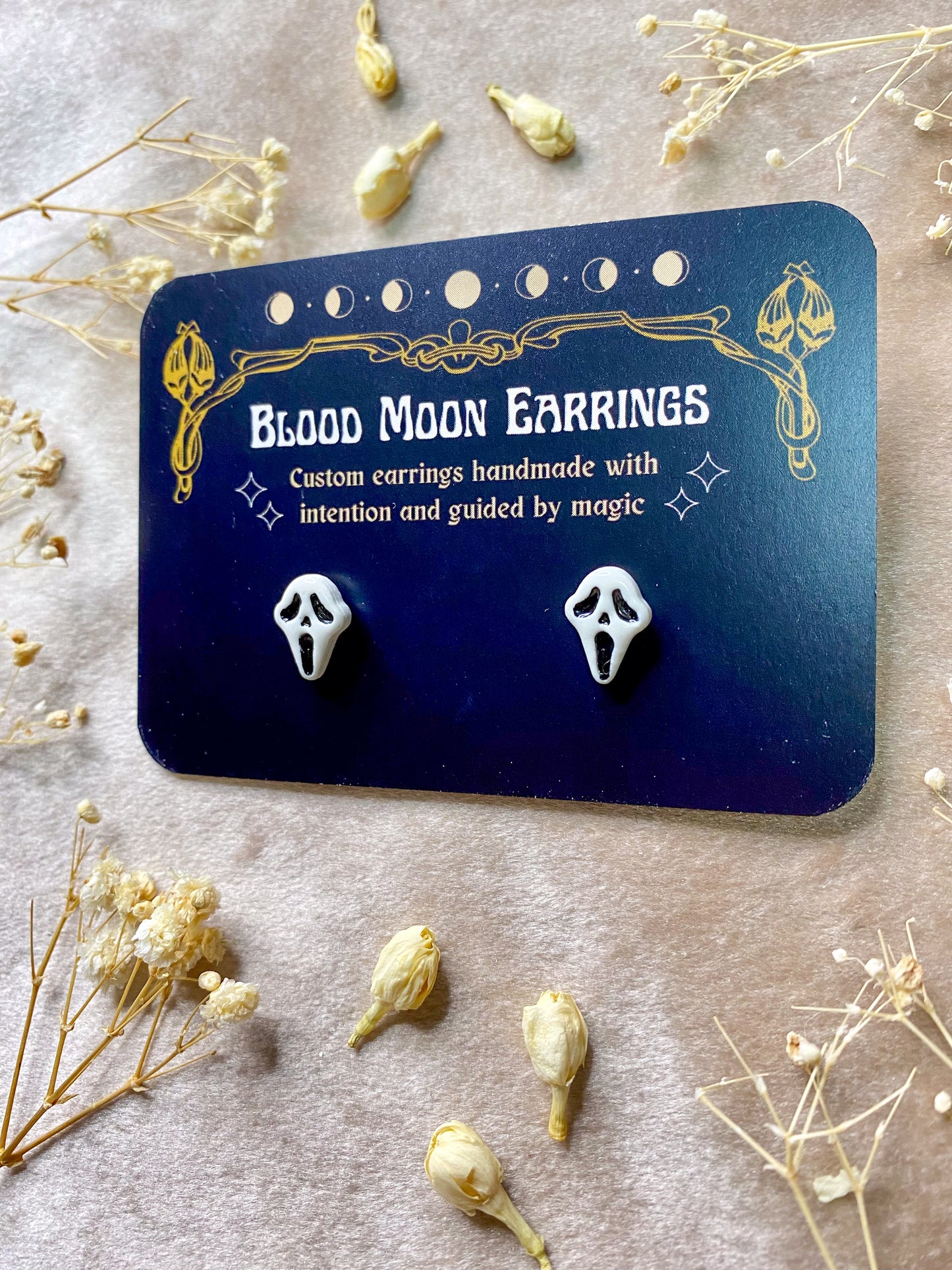 Ghost Face Stud Earrings