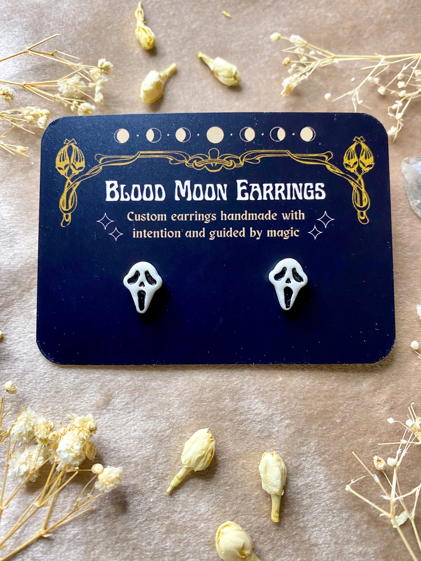 Ghost Face Stud Earrings