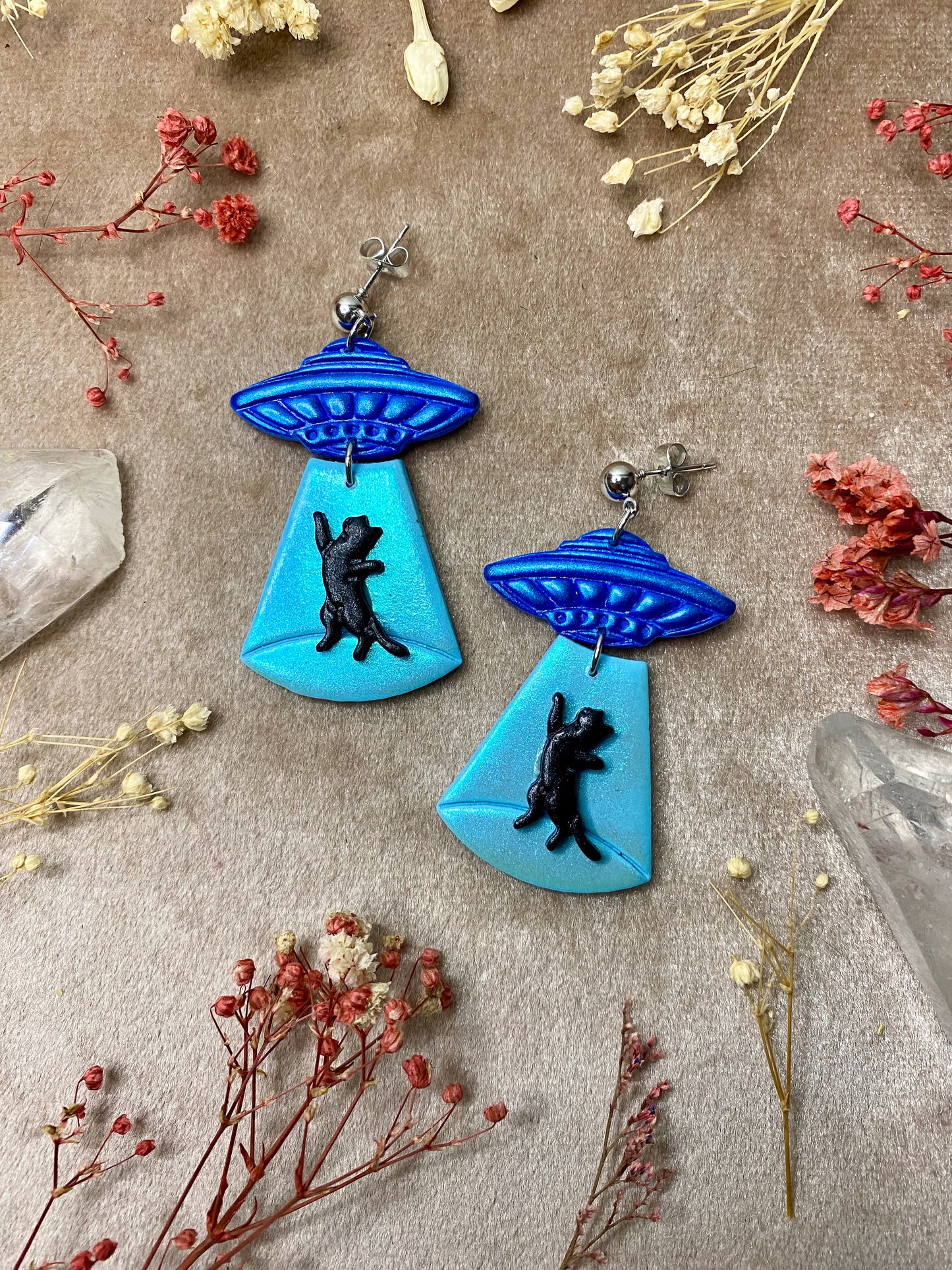 polymer clay and resin tattooed woman halloween earrings