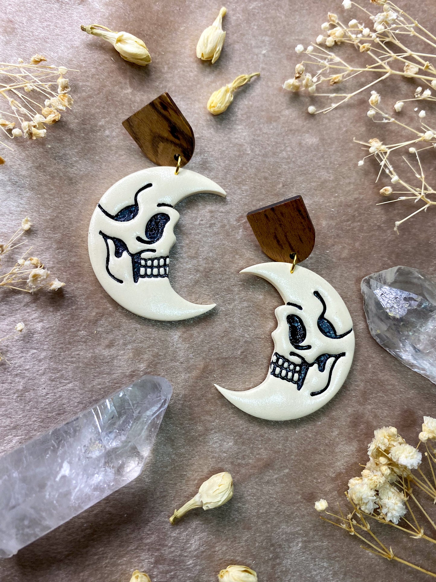 Skull Moon Earrings