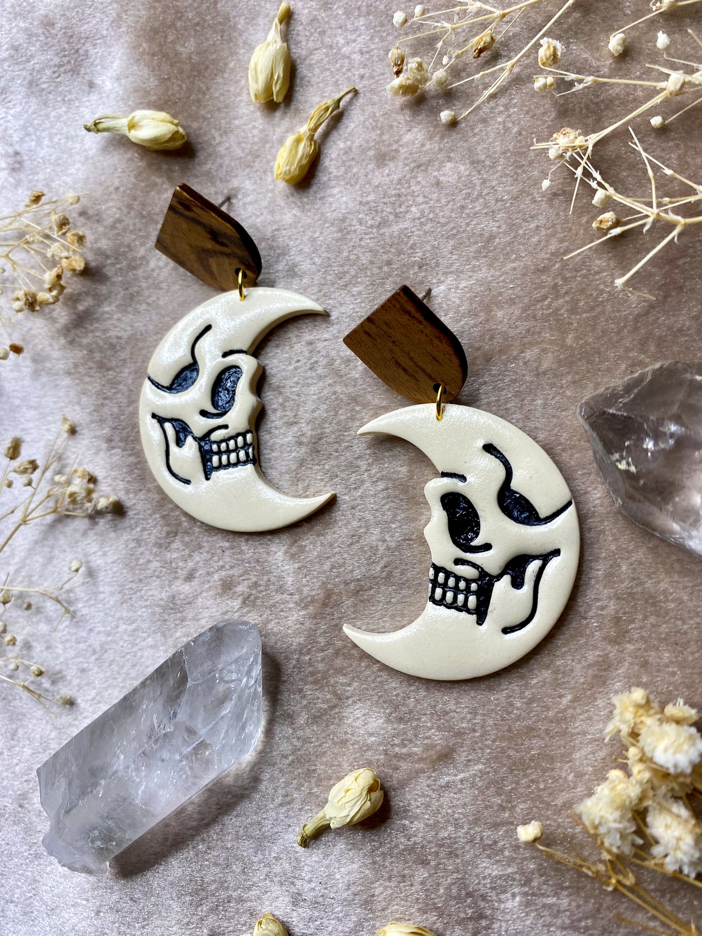 Skull Moon Earrings